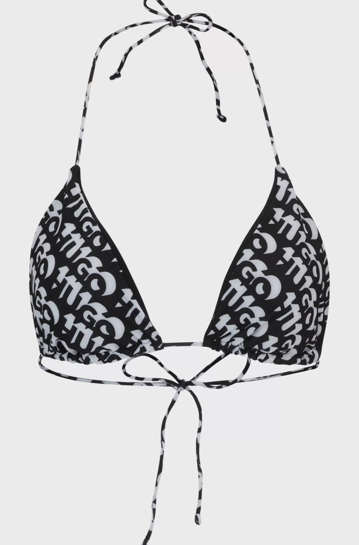 HUGO BOSS Trekantbikinitop Med Gentaget Logoprint Sort mønstret Clearance