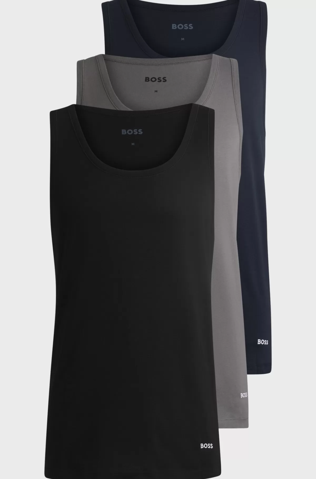 HUGO BOSS Tre-pakke Med Undertrøjer I Bomuld Med Logo Sort/grå/blå Cheap