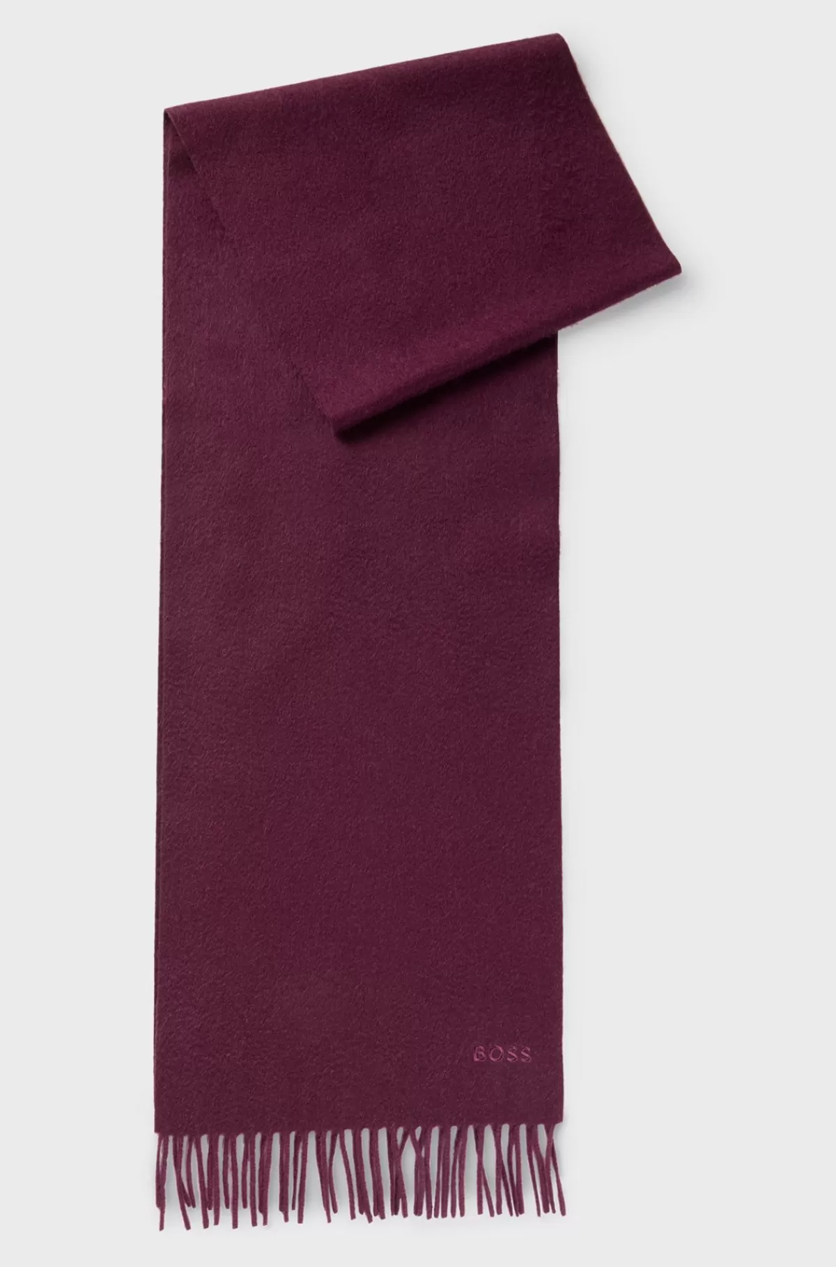 HUGO BOSS Tørklæde I Ren Italiensk Kashmir Med Frynser Og Broderet Logo Mørklilla Online