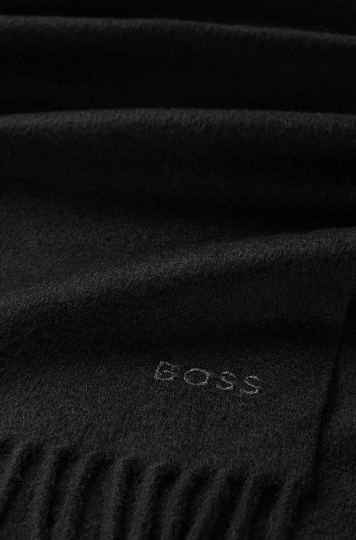 HUGO BOSS Tørklæde I Ren Italiensk Kashmir Med Frynser Og Broderet Logo Sort Sale