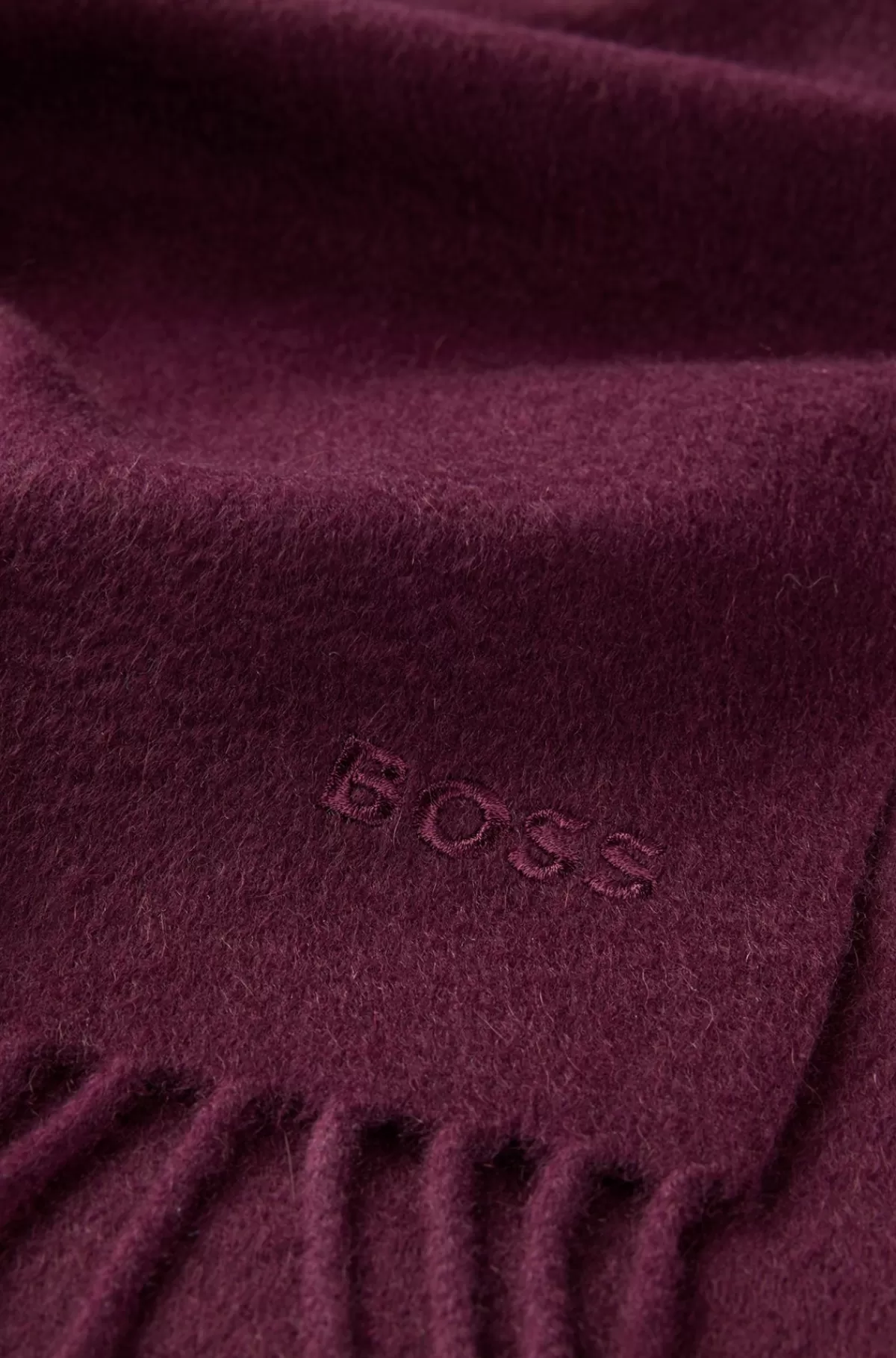 HUGO BOSS Tørklæde I Ren Italiensk Kashmir Med Frynser Og Broderet Logo Mørklilla Online