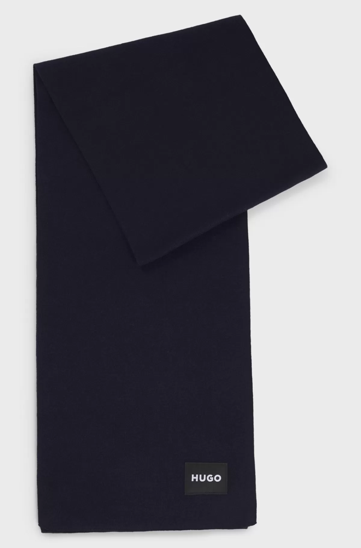 HUGO BOSS Tørklæde I Strikket Bomuld Med Logomærkater Mørkeblå Flash Sale
