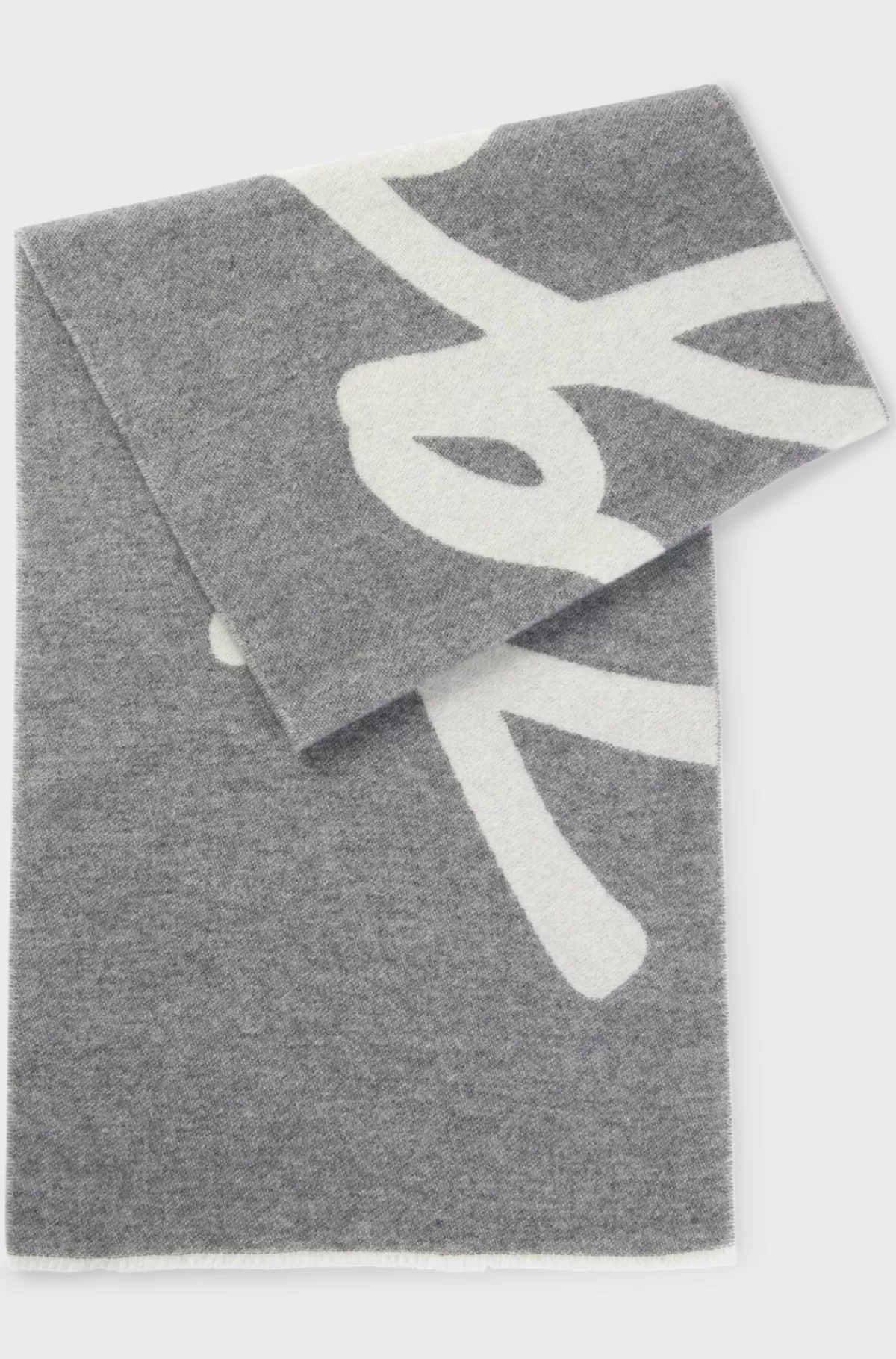 HUGO BOSS Tørklæde I Uldblanding Med Logodetalje Grå Discount