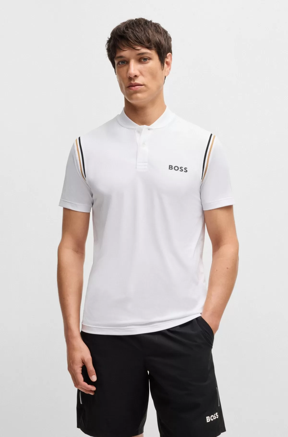 HUGO BOSS Træningspoloshirt Fra BOSS X Matteo Berrettini Med Fugttransporterende Egenskaber Hvid Best Sale