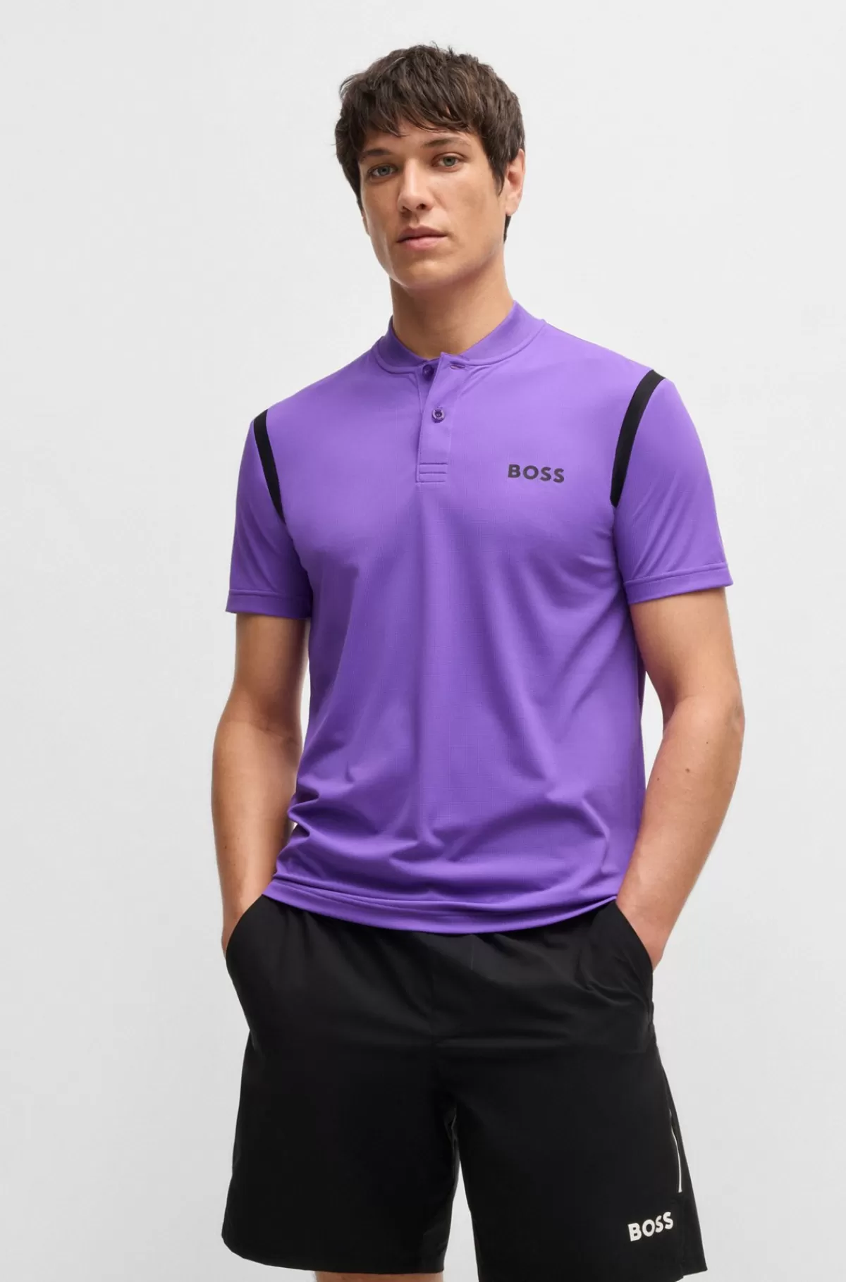 HUGO BOSS Træningspoloshirt Fra BOSS X Matteo Berrettini Med Fugttransporterende Egenskaber Lilla Store