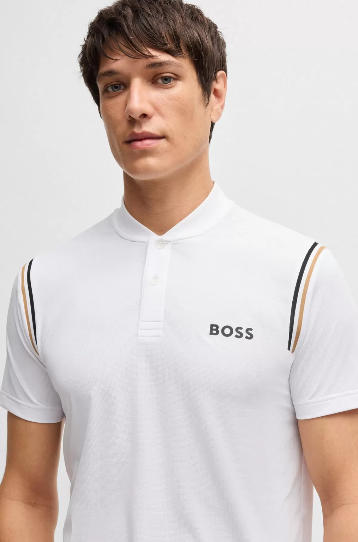 HUGO BOSS Træningspoloshirt Fra BOSS X Matteo Berrettini Med Fugttransporterende Egenskaber Hvid Best Sale
