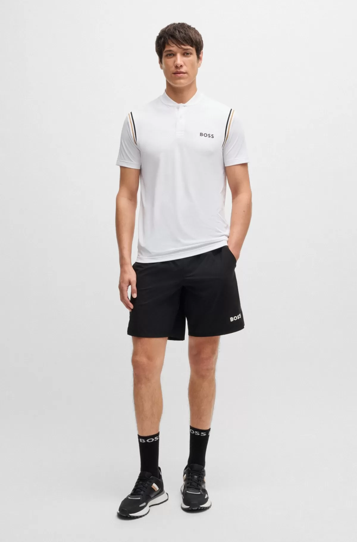 HUGO BOSS Træningspoloshirt Fra BOSS X Matteo Berrettini Med Fugttransporterende Egenskaber Hvid Best Sale