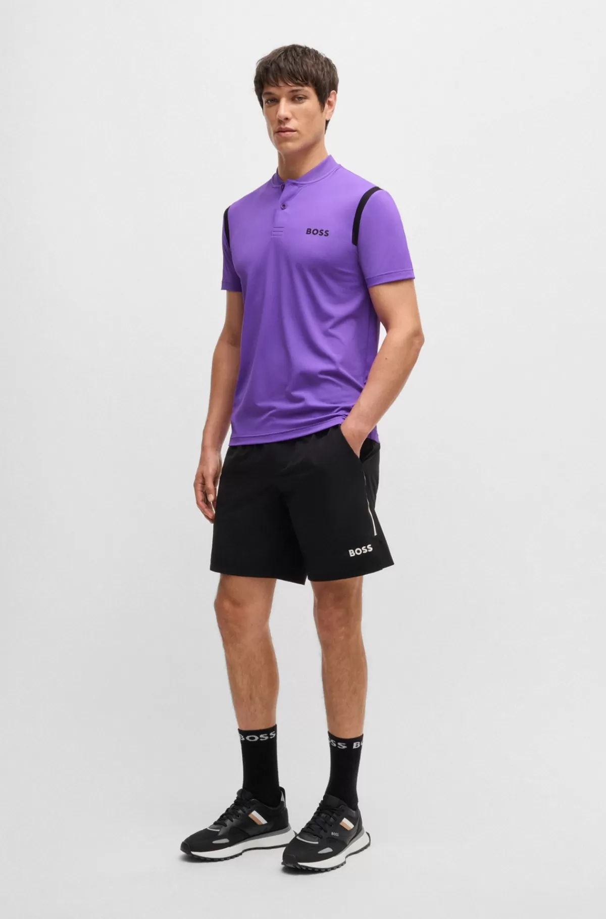 HUGO BOSS Træningspoloshirt Fra BOSS X Matteo Berrettini Med Fugttransporterende Egenskaber Lilla Store