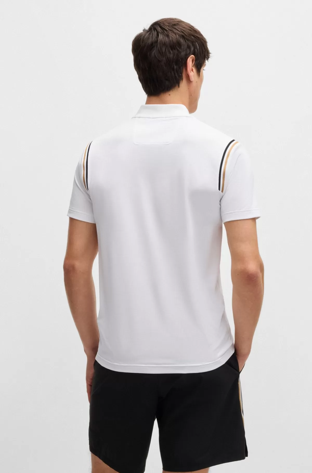 HUGO BOSS Træningspoloshirt Fra BOSS X Matteo Berrettini Med Fugttransporterende Egenskaber Hvid Best Sale