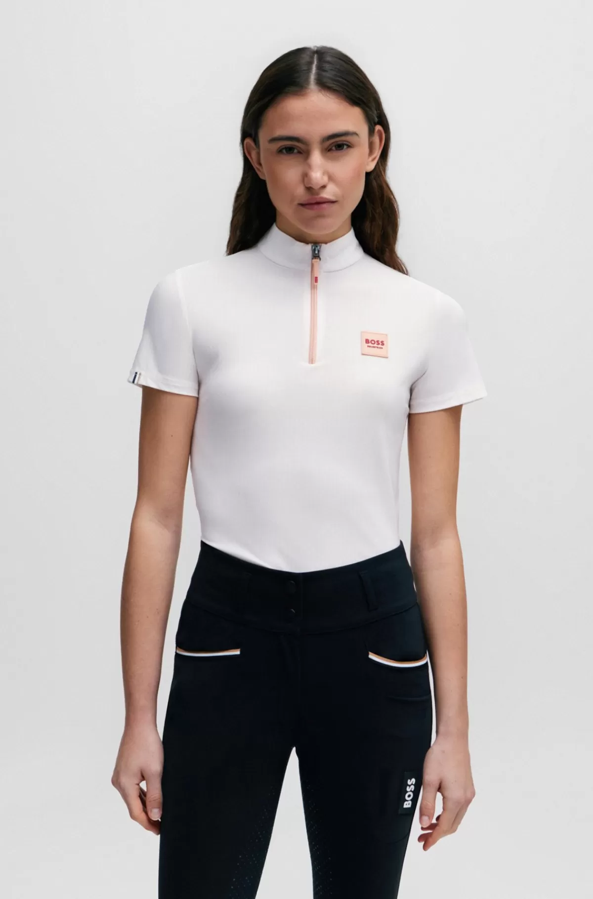 HUGO BOSS Træningsskjorte Til Hestesport Med Halve ærmer I Peach Lys orange Discount