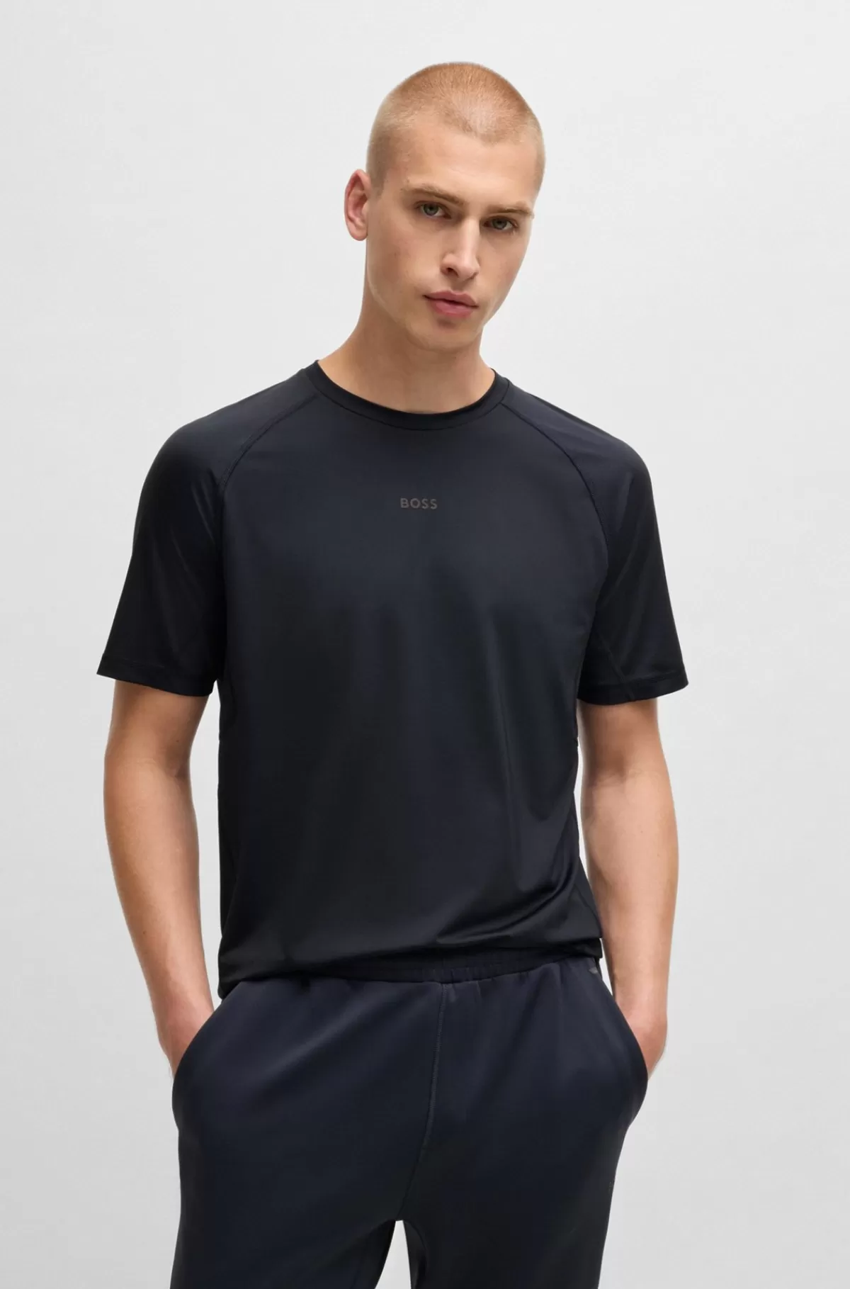 HUGO BOSS Trænings-T-shirt Med Slim Fit Og Reflekterende Detaljer Mørkeblå Best