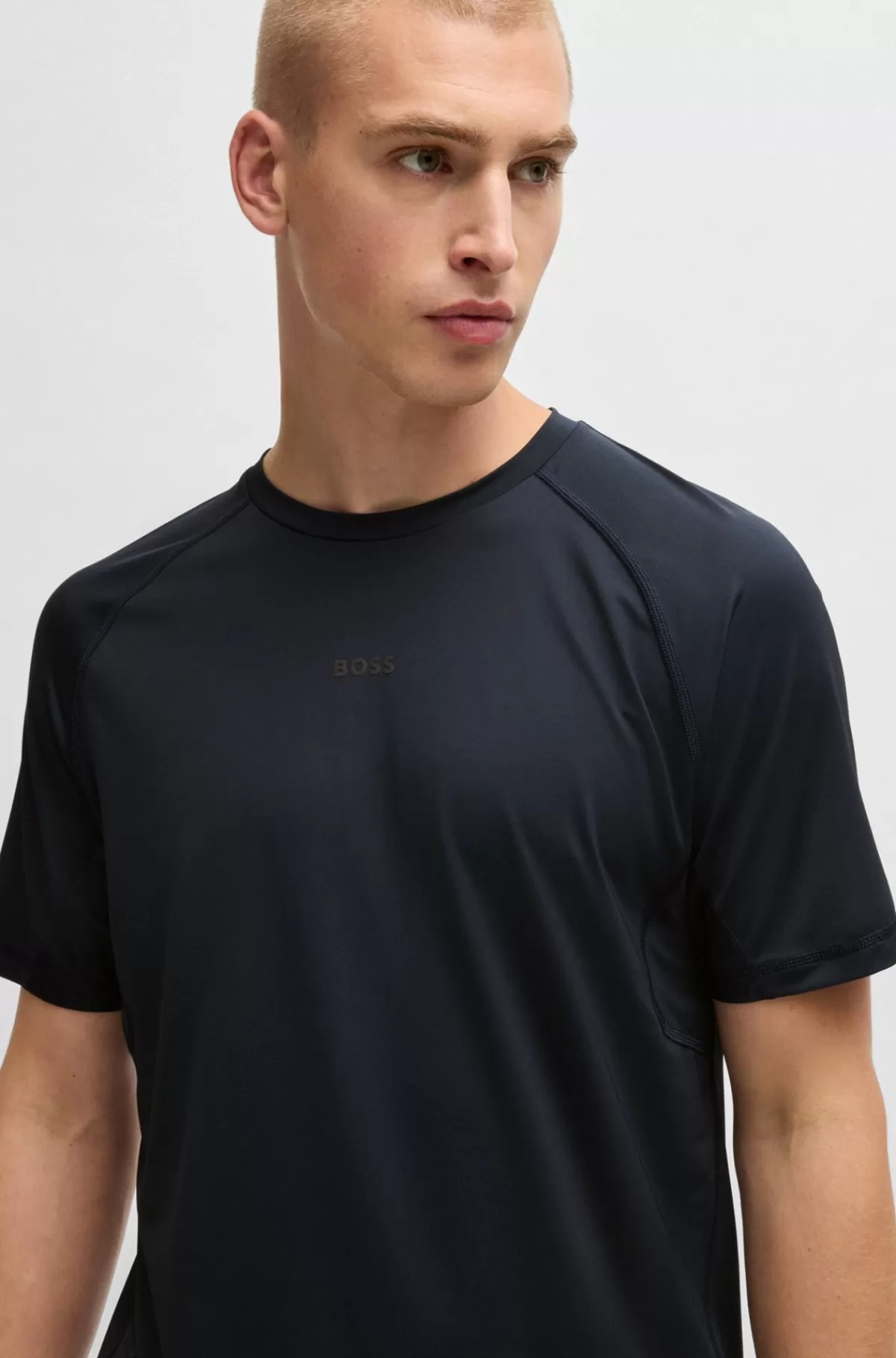 HUGO BOSS Trænings-T-shirt Med Slim Fit Og Reflekterende Detaljer Mørkeblå Best