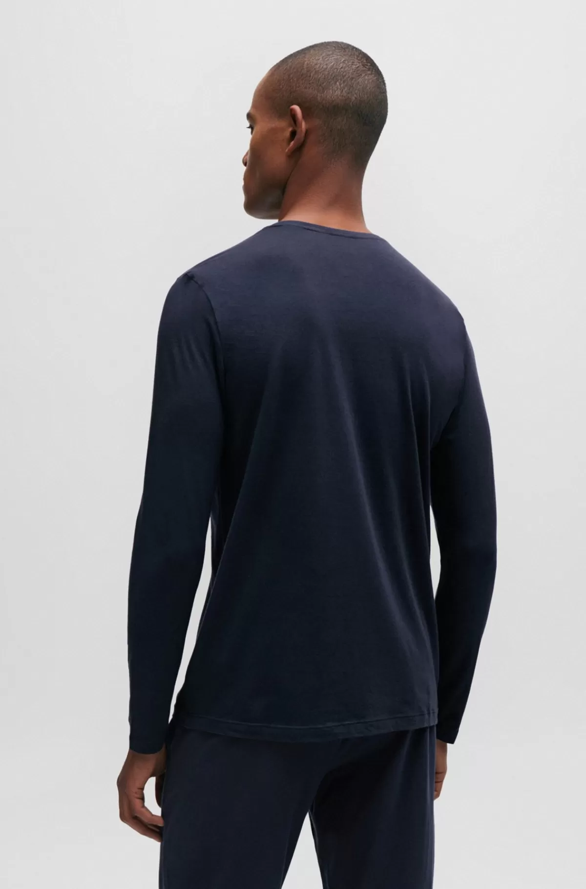 HUGO BOSS T-shirt I Almindelig Pasform Lavet Af Bomuld Med Stræk Og Med Broderet Logo Mørkeblå Shop