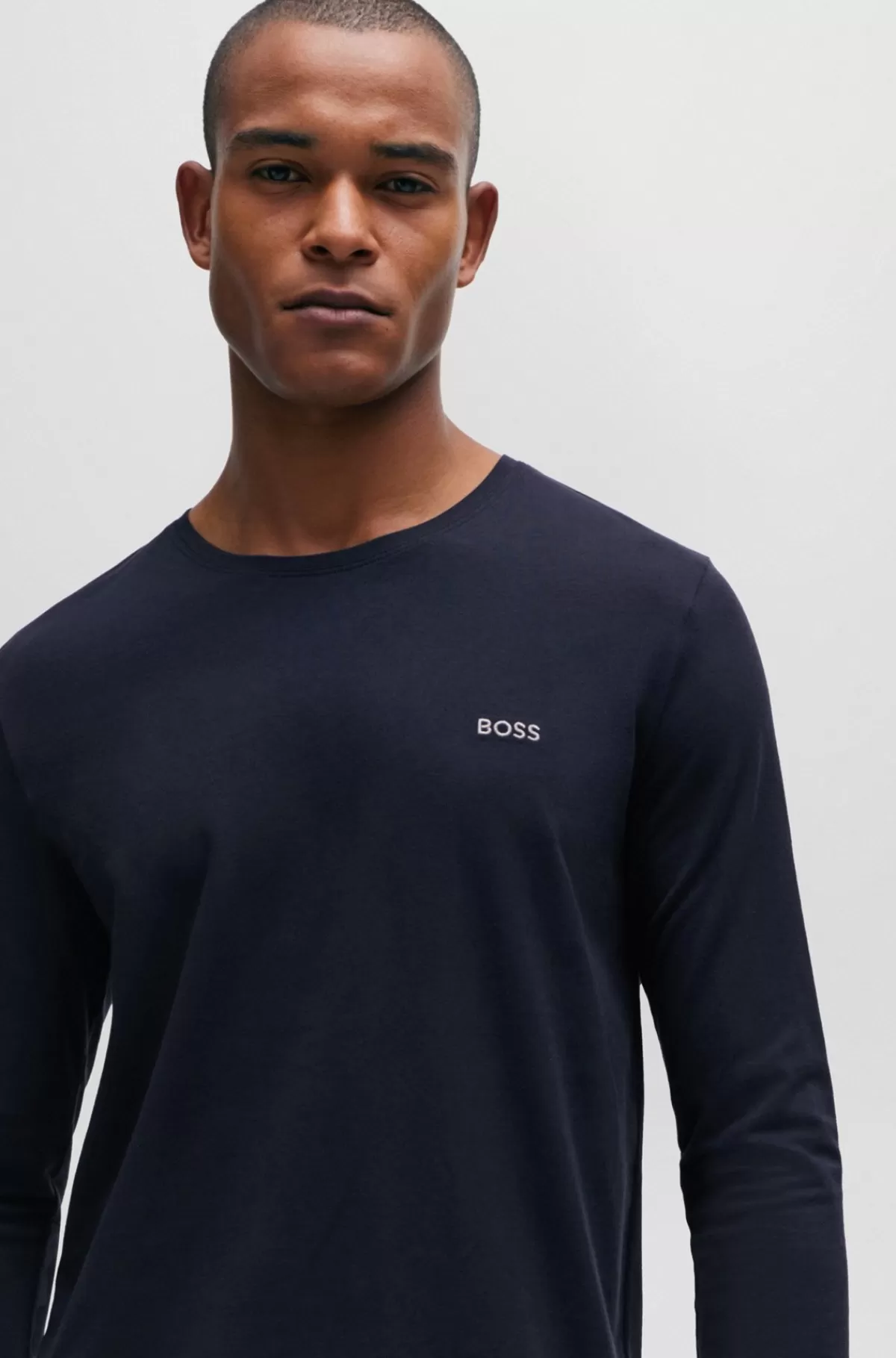 HUGO BOSS T-shirt I Almindelig Pasform Lavet Af Bomuld Med Stræk Og Med Broderet Logo Mørkeblå Shop
