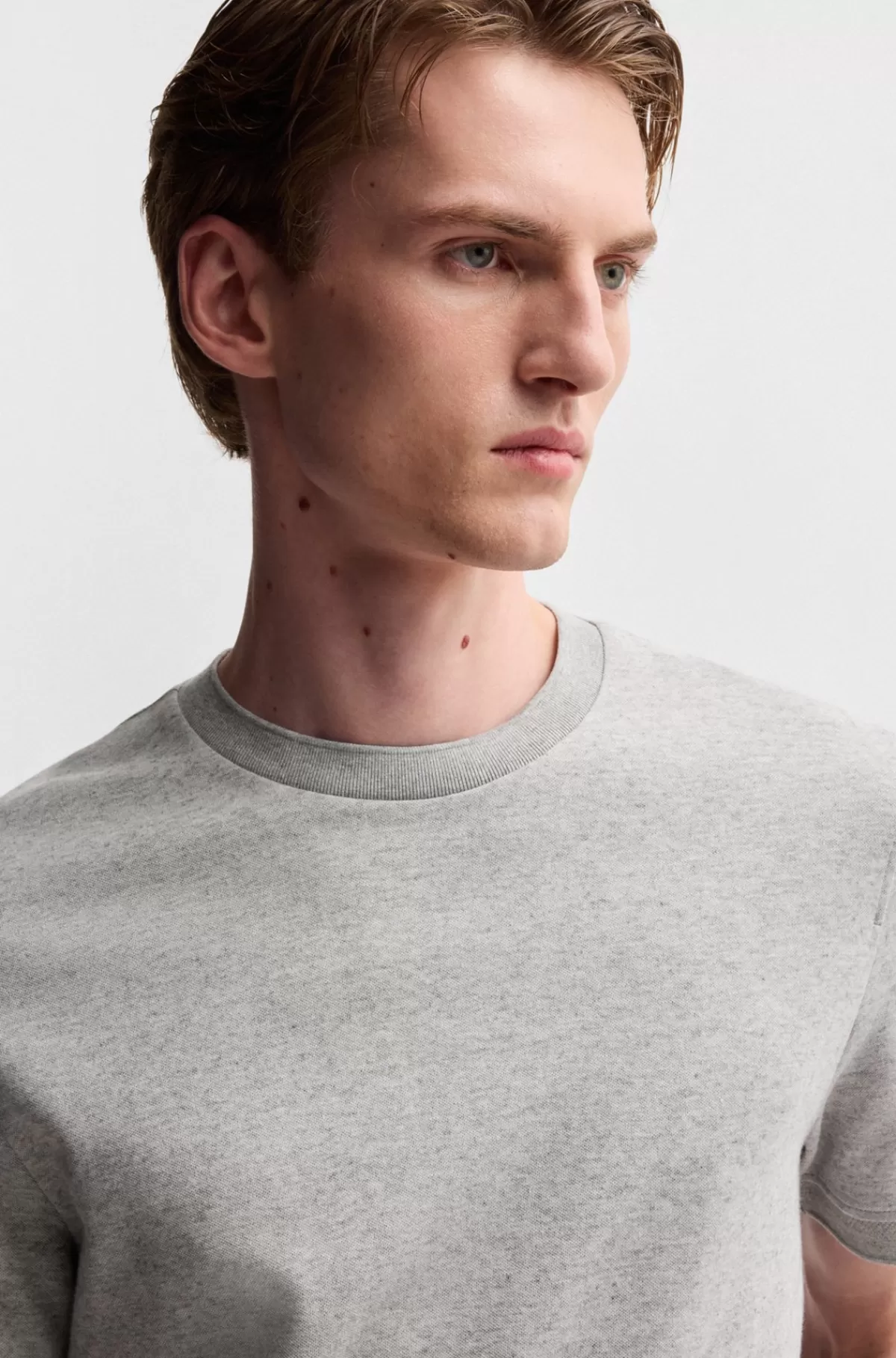 HUGO BOSS T-shirt I Blanding Af Bomuld Og Kashmir Med Antibakteriel Finish Lysegrå Flash Sale