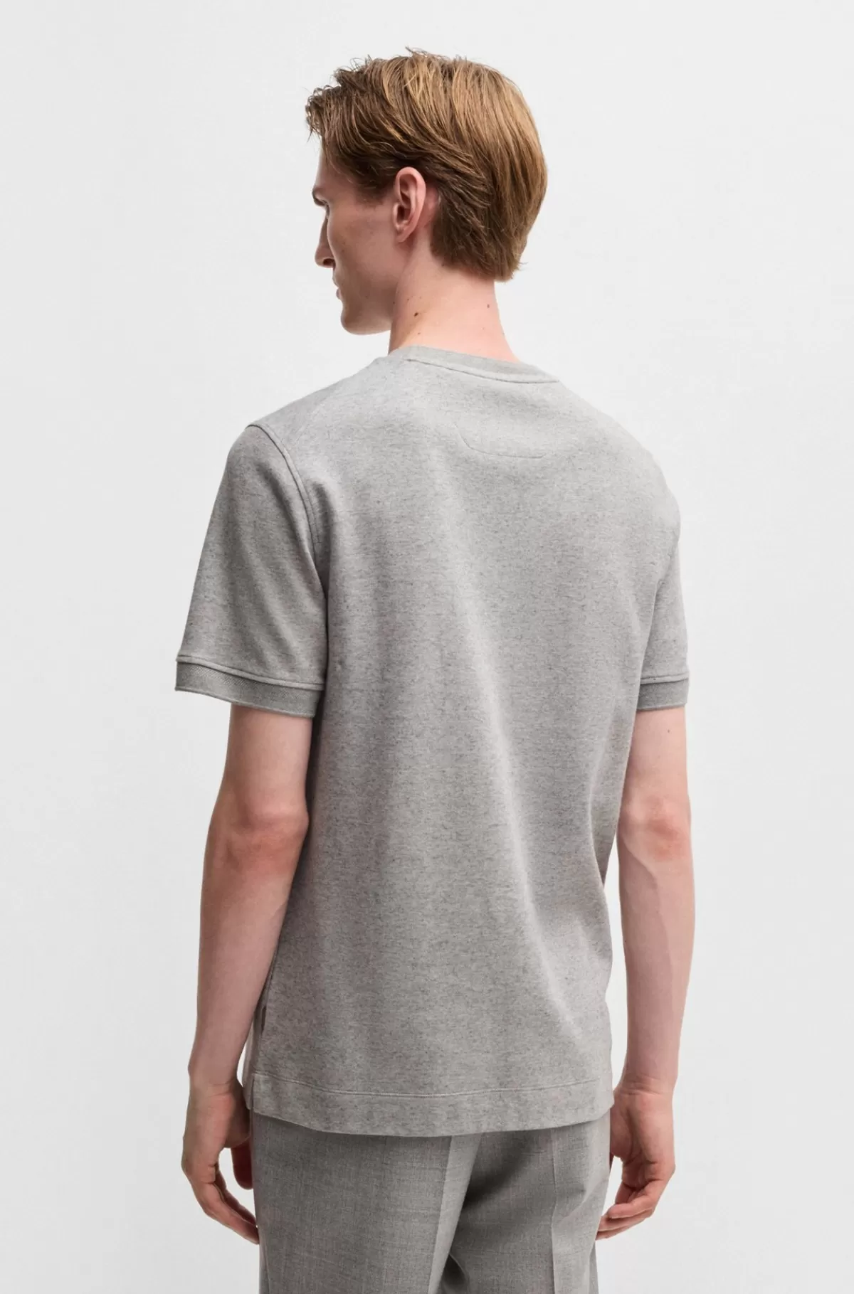HUGO BOSS T-shirt I Blanding Af Bomuld Og Kashmir Med Antibakteriel Finish Lysegrå Flash Sale