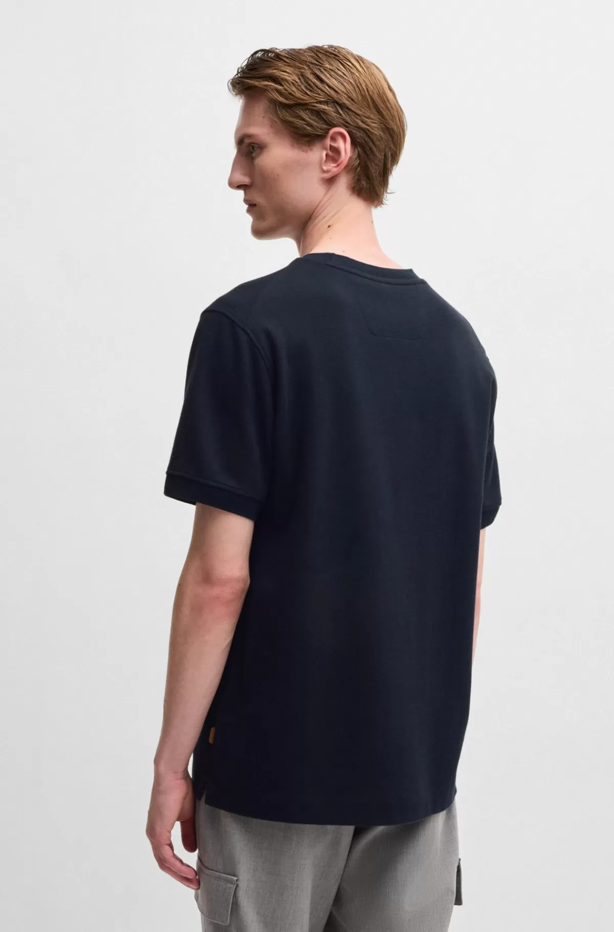 HUGO BOSS T-shirt I Blanding Af Bomuld Og Kashmir Med Antibakteriel Finish Mørkeblå Hot