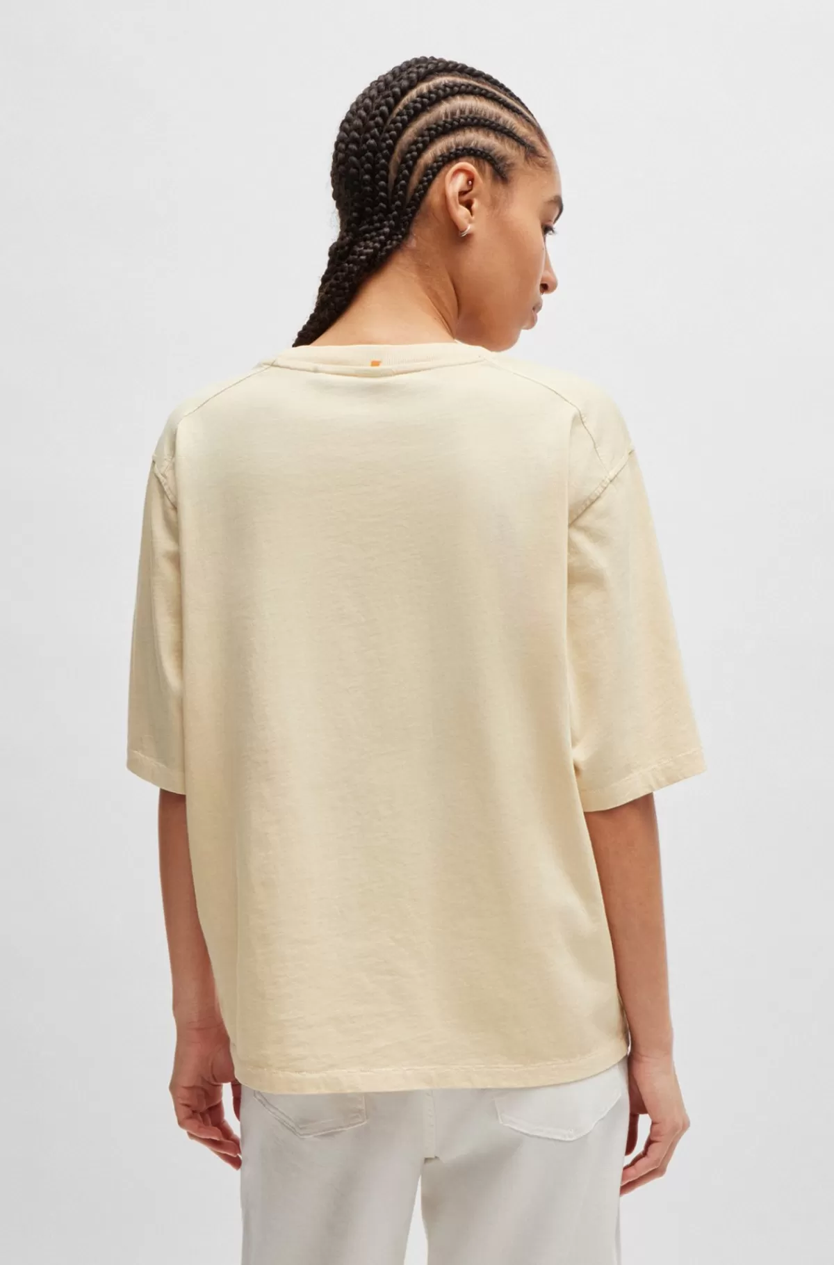 HUGO BOSS T-shirt I Bomuld Med Broderet Logo Lys beige Online