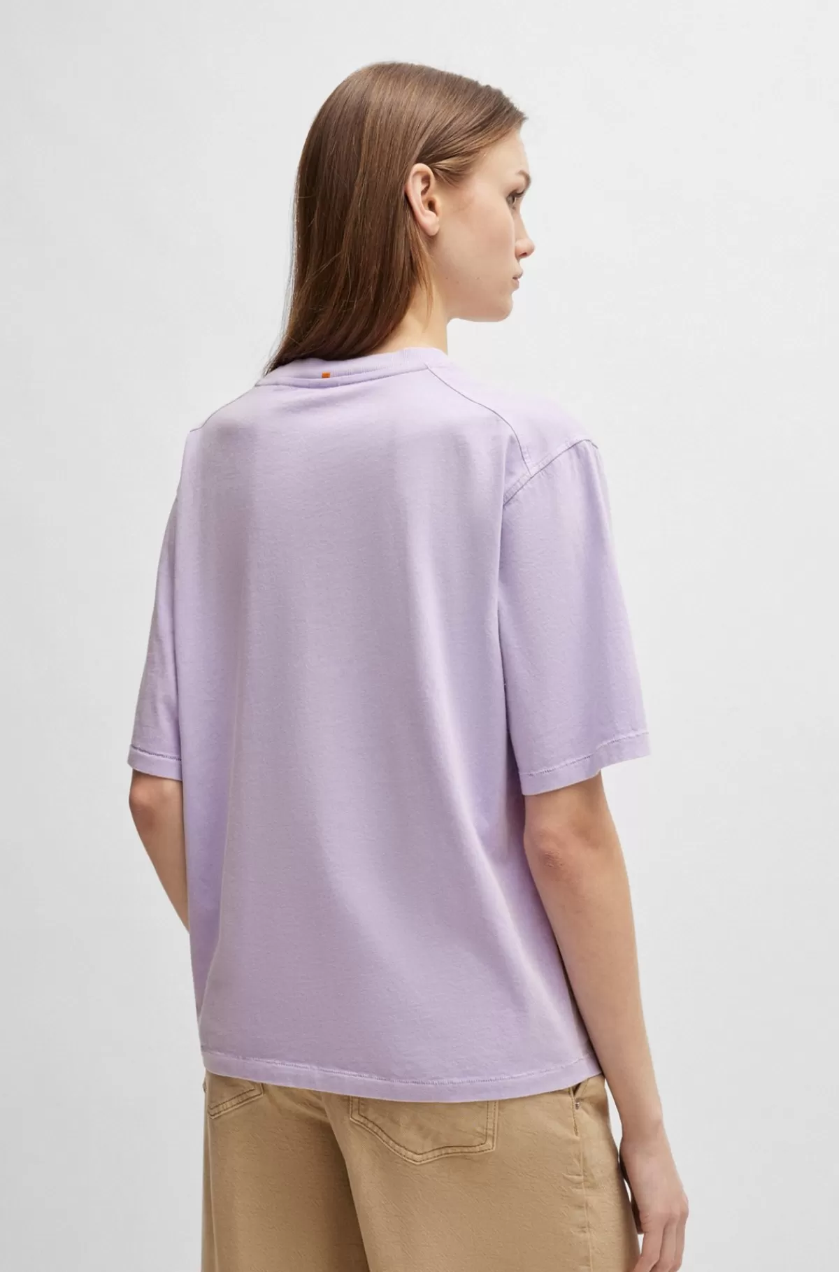 HUGO BOSS T-shirt I Bomuld Med Broderet Logo Lyslilla Best Sale