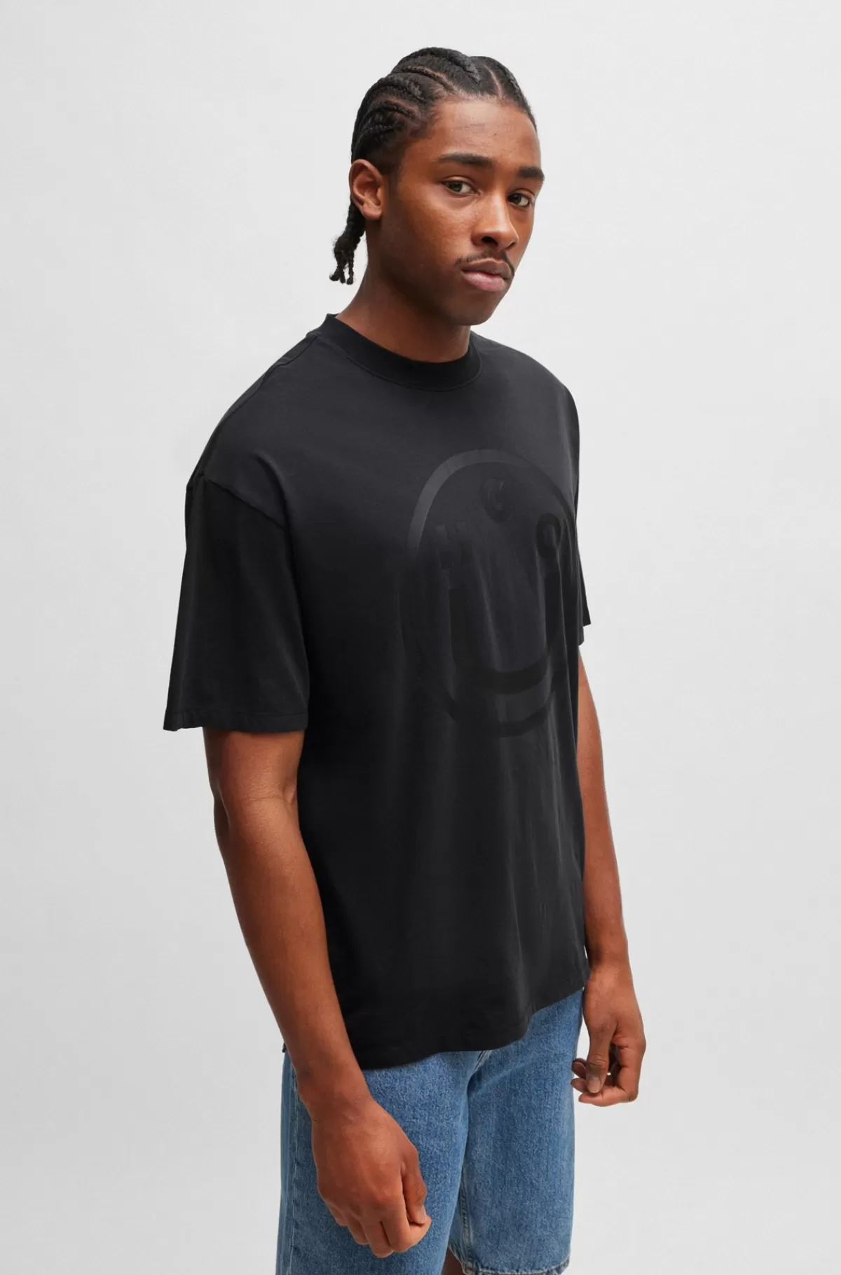 HUGO BOSS T-shirt I Bomuld Med Oversize Fit Og Den Nye Sæsons Logo Sort Shop