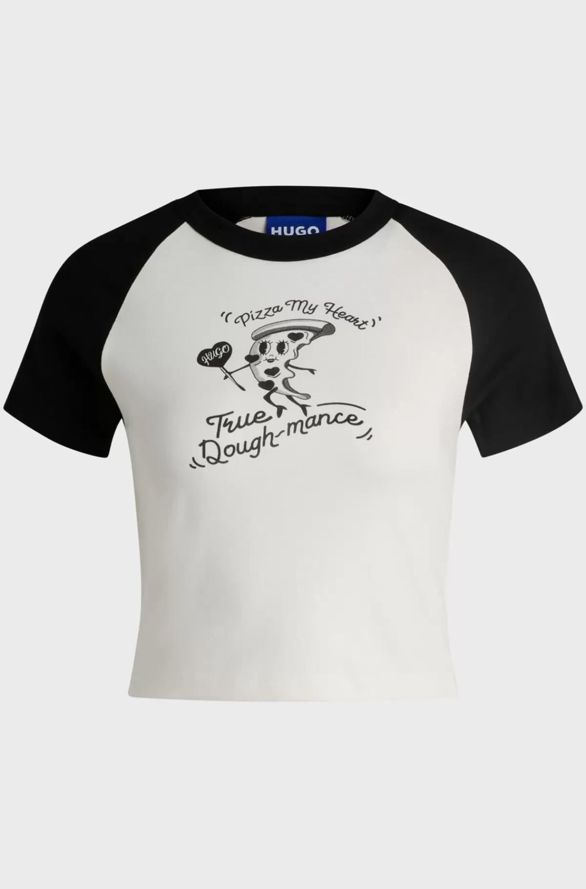 HUGO BOSS T-shirt I Bomuld Med Regular Fit Og Kontrastfarvede Kanter Samt Cool Grafik Sort Fashion