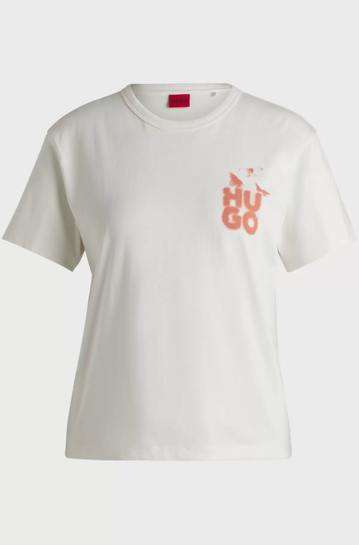 HUGO BOSS T-shirt I Bomuld Med Sæsonens Grafiske Print Hvid Discount