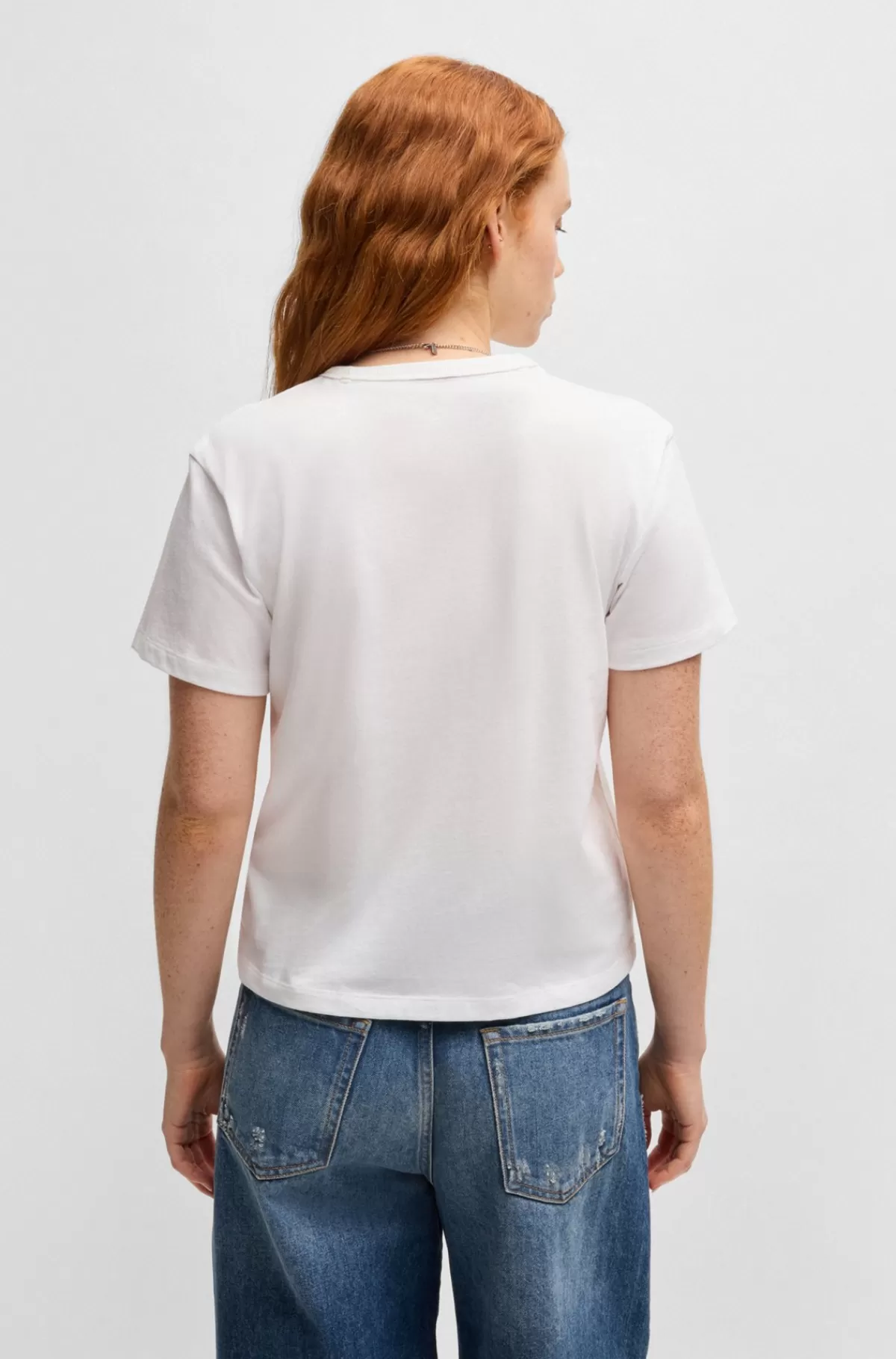 HUGO BOSS T-shirt I Bomuld Med Sæsonens Grafiske Print Hvid Best