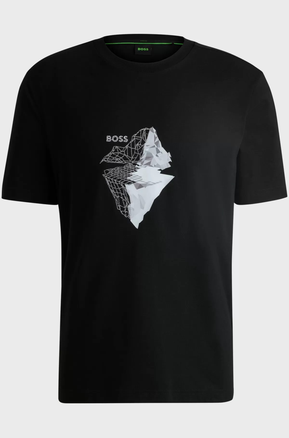 HUGO BOSS T-shirt I Bomuld Med Stræk Med Printet Og Broderet Grafik Sort Sale