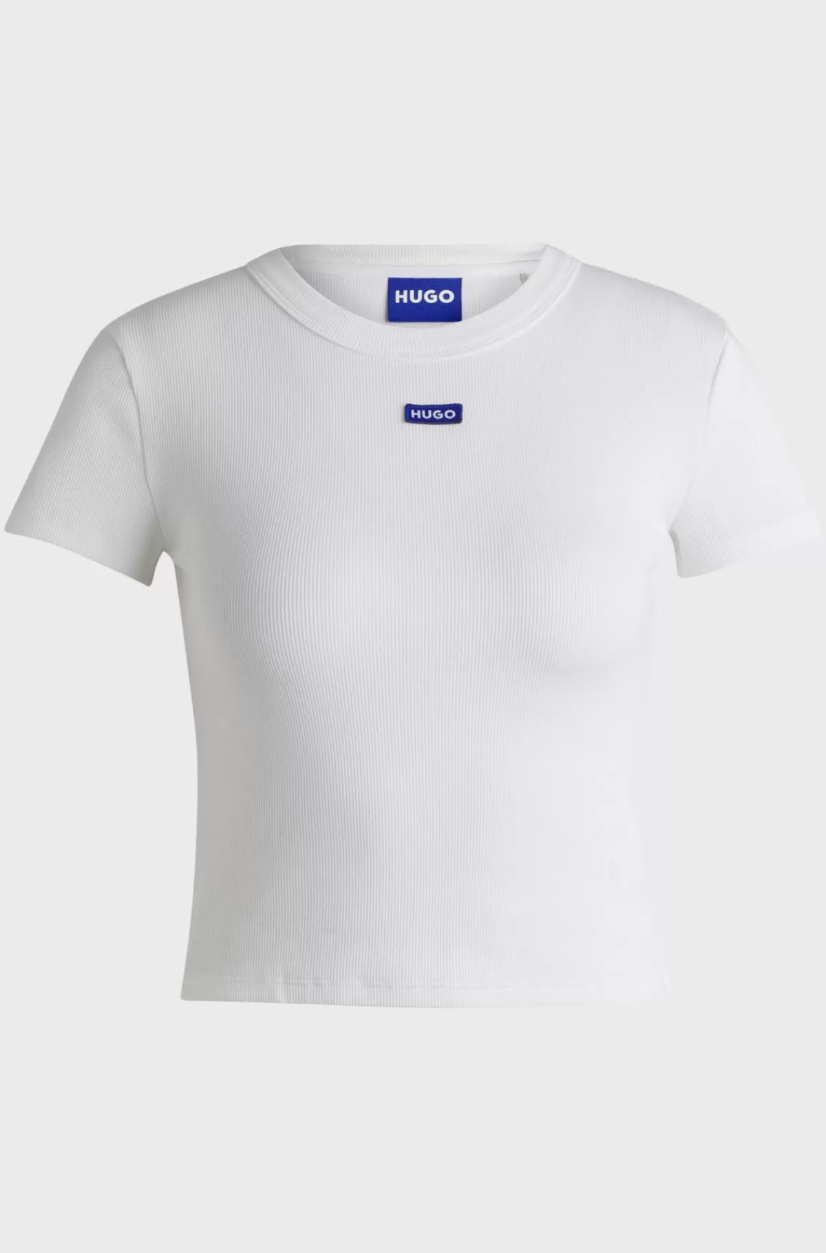 HUGO BOSS T-shirt I Bomuld Med Stræk Med Slim Fit Og Blåt Logomærkat Hvid Flash Sale