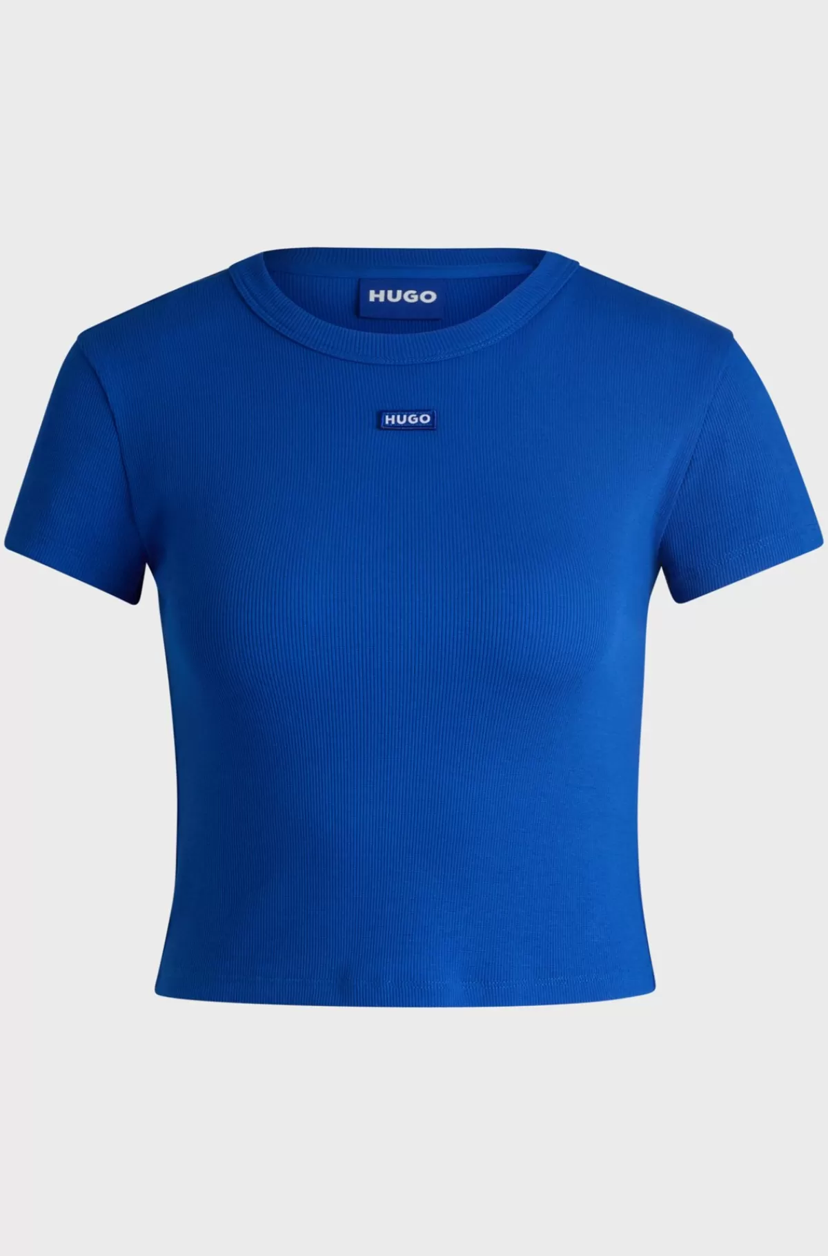 HUGO BOSS T-shirt I Bomuld Med Stræk Med Slim Fit Og t Logomærkat Blå Online