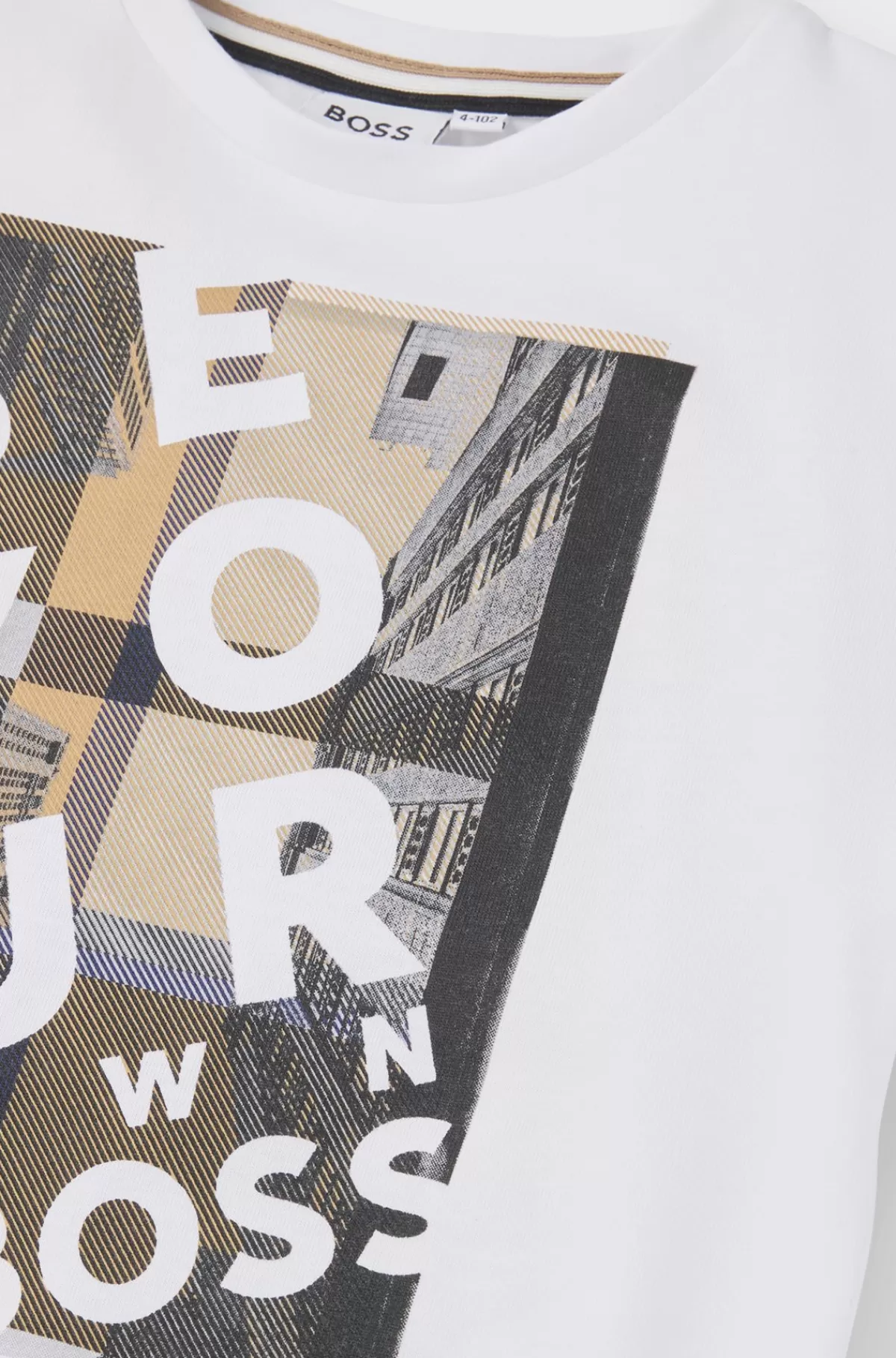 HUGO BOSS T-shirt I Bomuld Til Børn Med Regular Fit Og Slogangrafik Hvid Best Sale