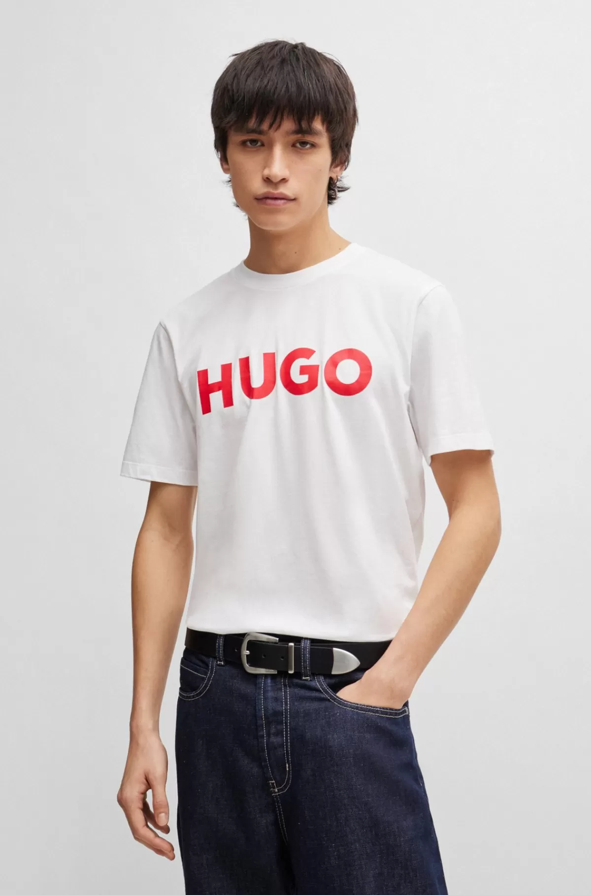HUGO BOSS T-shirt I Bomuldsjersey I Regular Fit Med Kontrasterende Logo Hvid Store