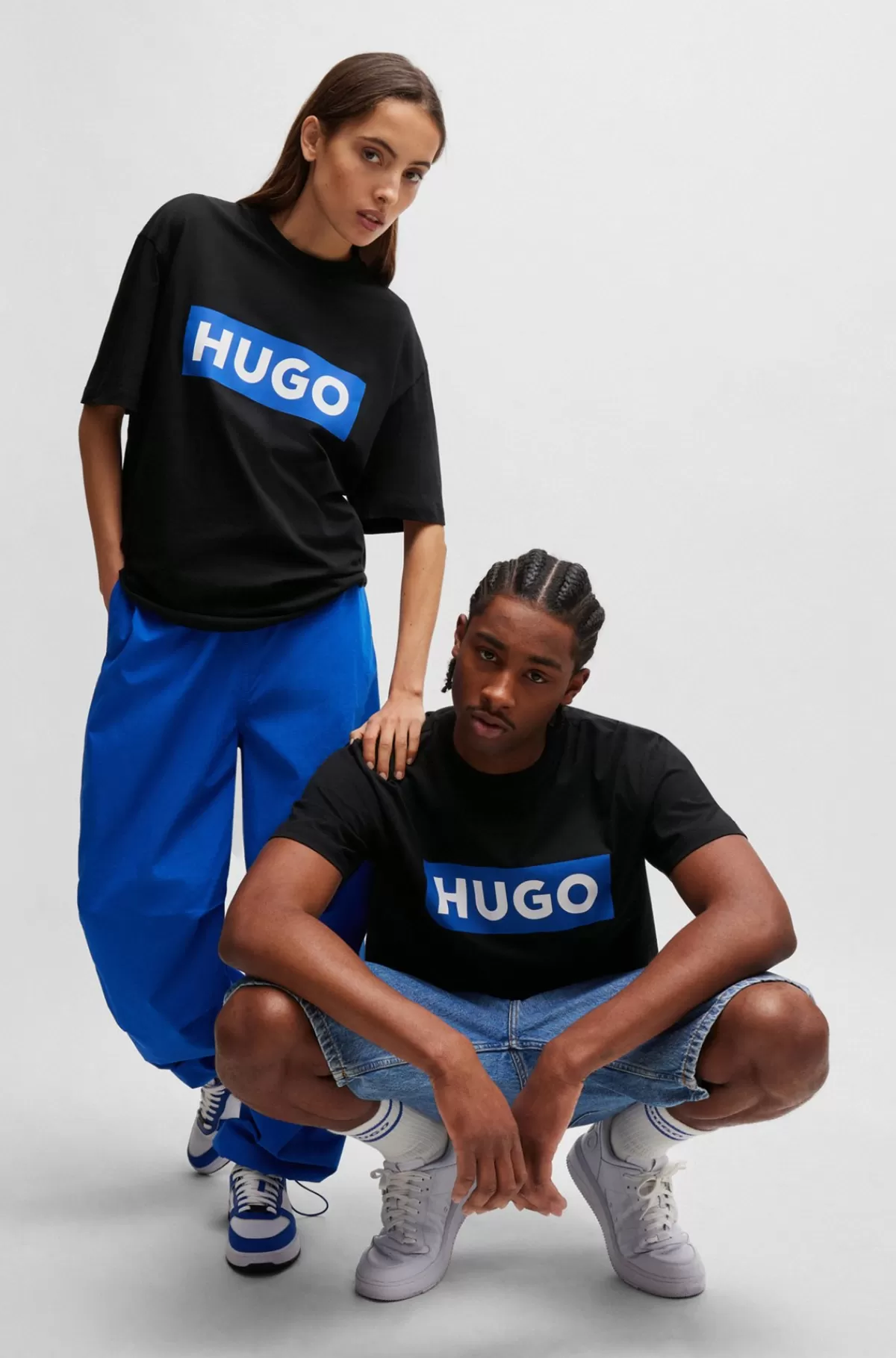 HUGO BOSS T-shirt I Bomuldsjersey Med Blåt Logo Sort Store
