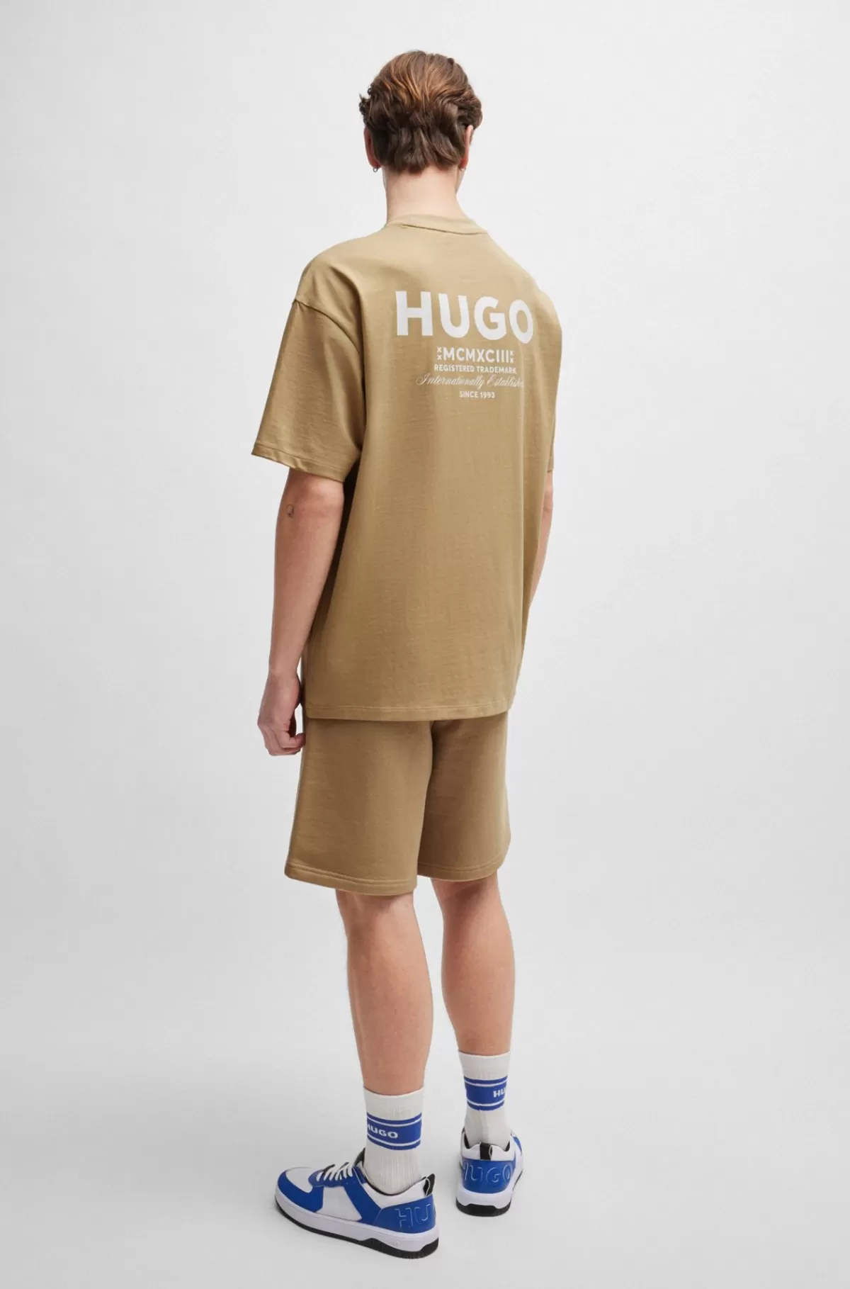 HUGO BOSS T-shirt I Bomuldsjersey Med Den Nye Sæsons Logografik Beige Online