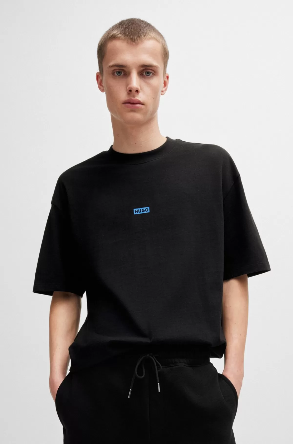 HUGO BOSS T-shirt I Bomuldsjersey Med Den Nye Sæsons Logografik Sort Best