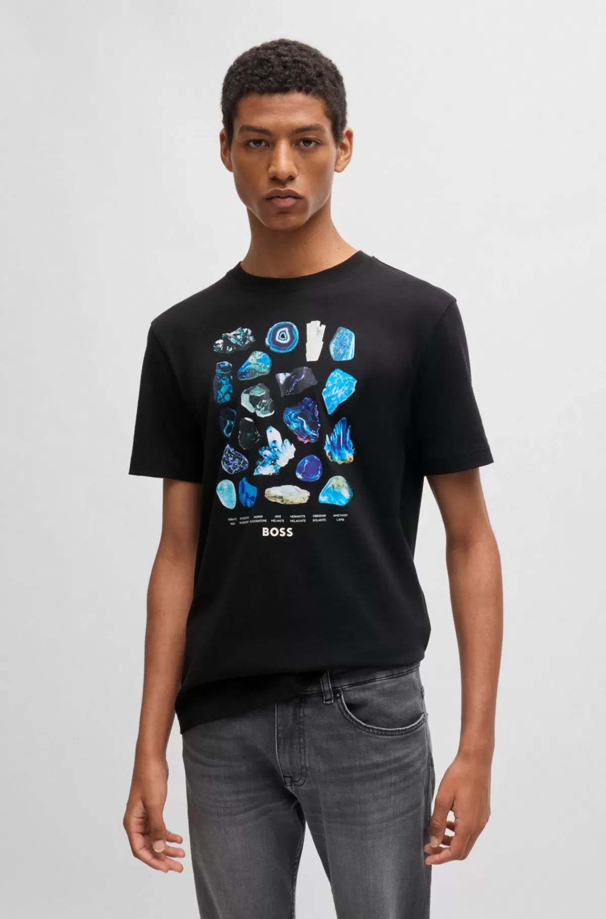HUGO BOSS T-shirt I Bomuldsjersey Med Grafik, Der Matcher Sæsonen Sort Discount