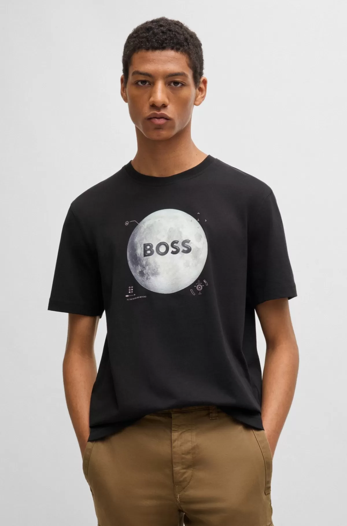 HUGO BOSS T-shirt I Bomuldsjersey Med Grafik, Der Matcher Sæsonen Sort Sale