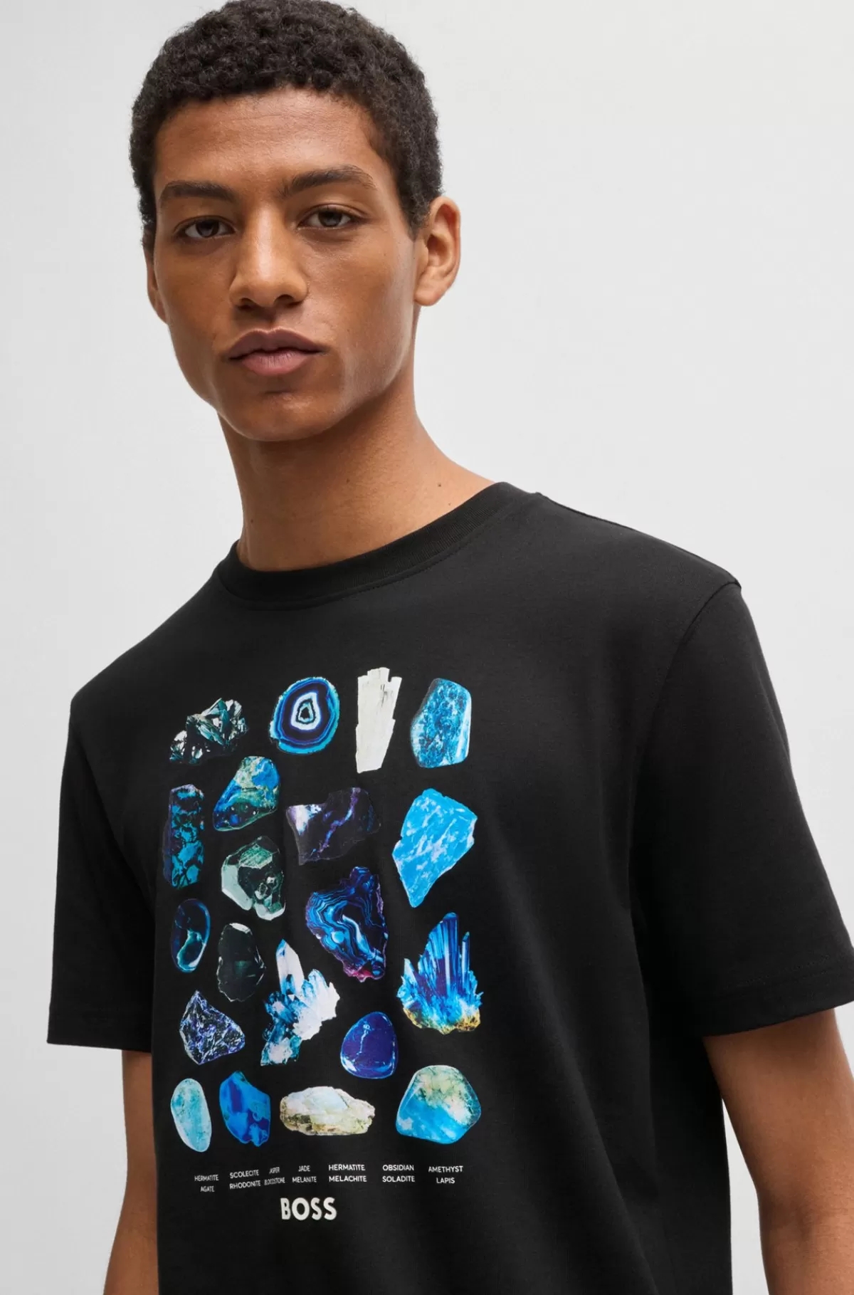 HUGO BOSS T-shirt I Bomuldsjersey Med Grafik, Der Matcher Sæsonen Sort Discount