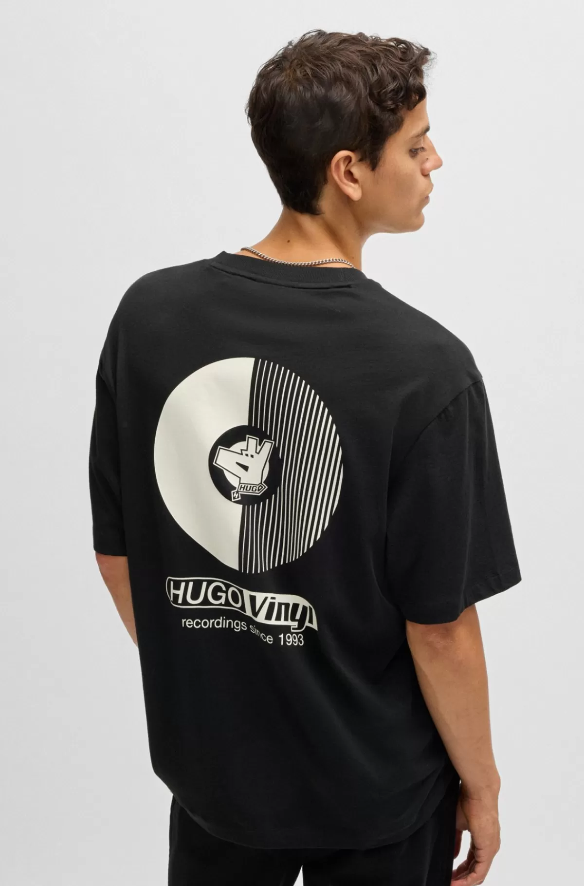 HUGO BOSS T-shirt I Bomuldsjersey Med Grafisk Print Sort Store