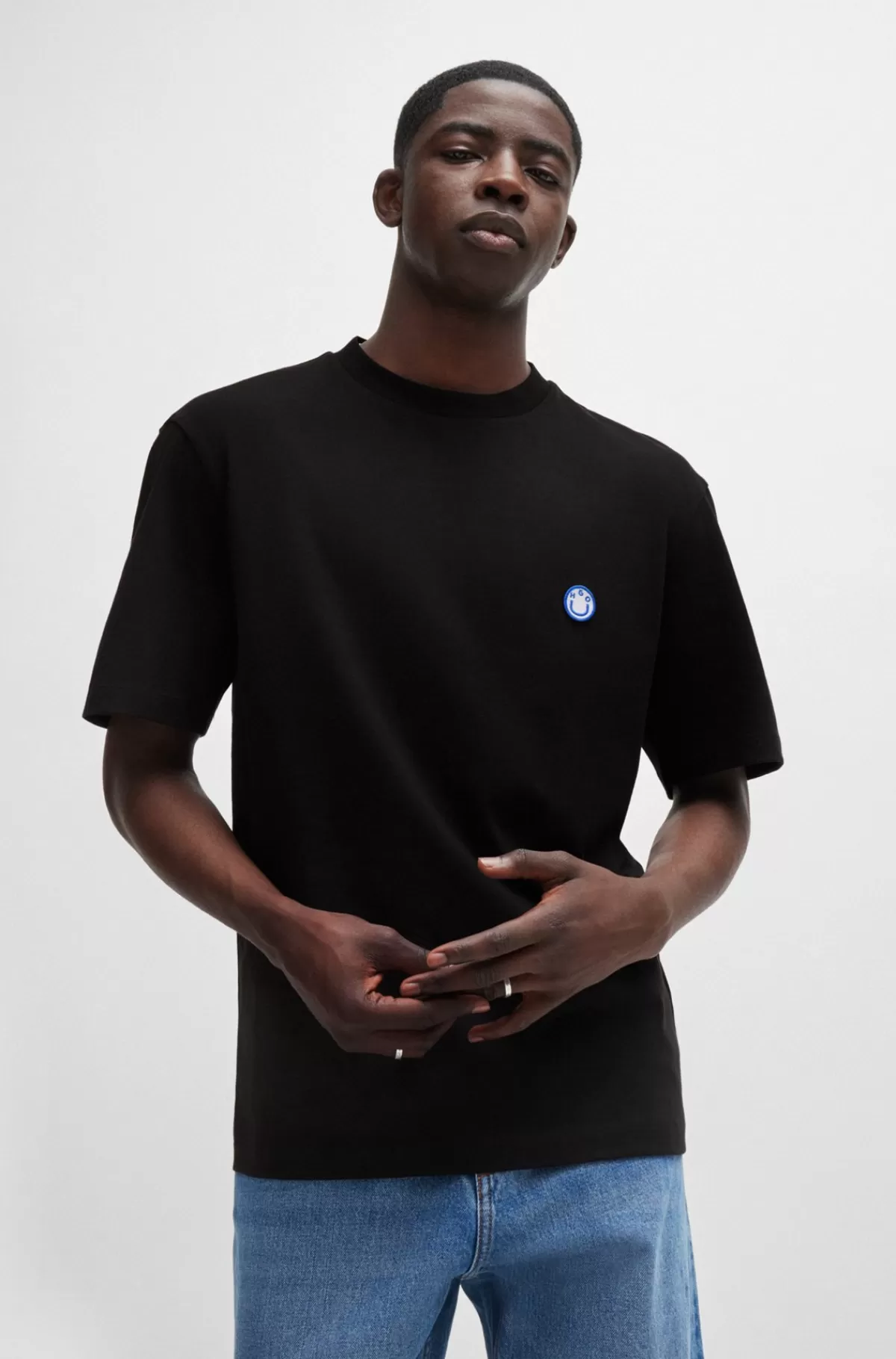 HUGO BOSS T-shirt I Bomuldsjersey Med Logo Sort Discount