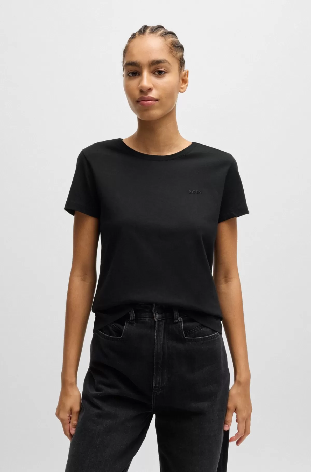 HUGO BOSS T-shirt I Bomuldsjersey Med Logo Sort Store