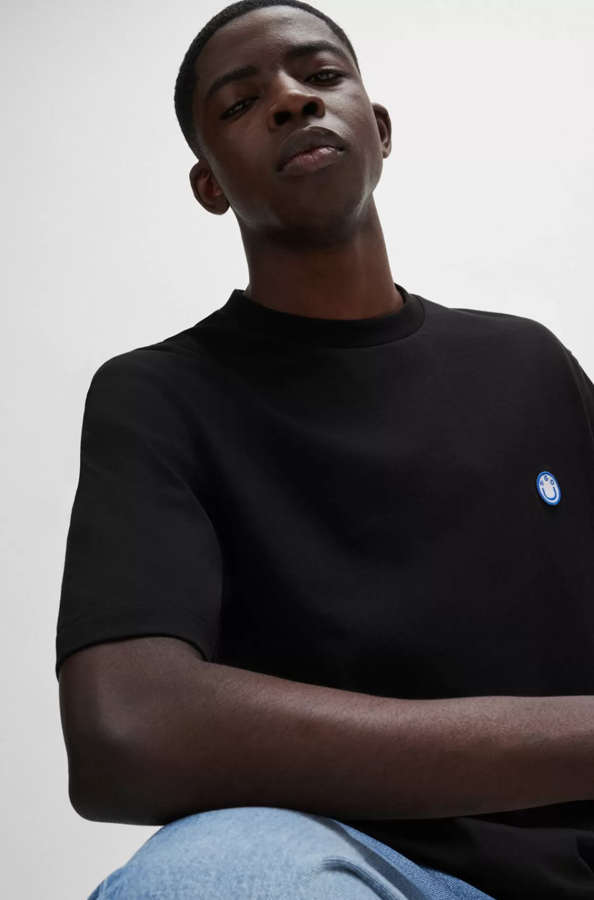 HUGO BOSS T-shirt I Bomuldsjersey Med Logo Sort Discount