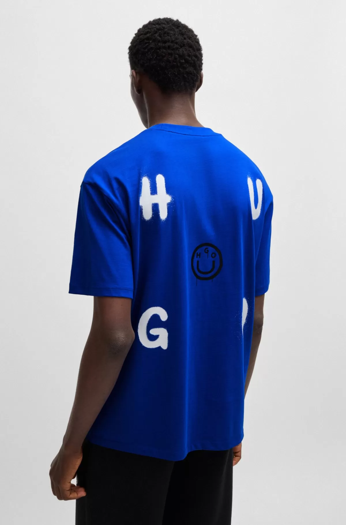 HUGO BOSS T-shirt I Bomuldsjersey Med Logo Blå Online