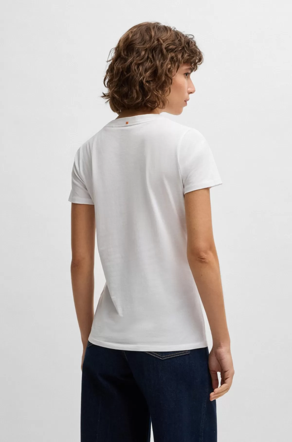 HUGO BOSS T-shirt I Bomuldsjersey Med Logo I Kontrastfarve Hvid Discount