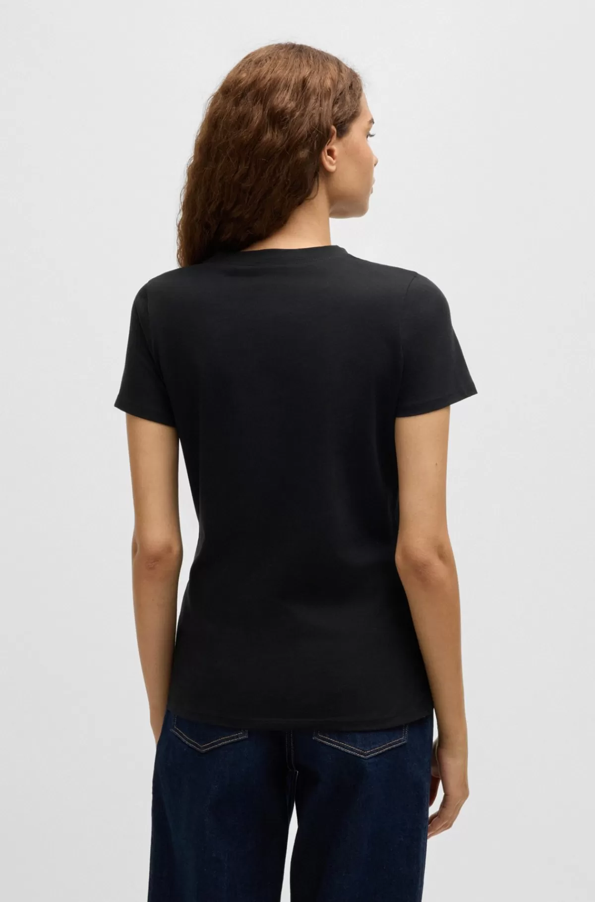 HUGO BOSS T-shirt I Bomuldsjersey Med Logo I Kontrastfarve Sort Outlet