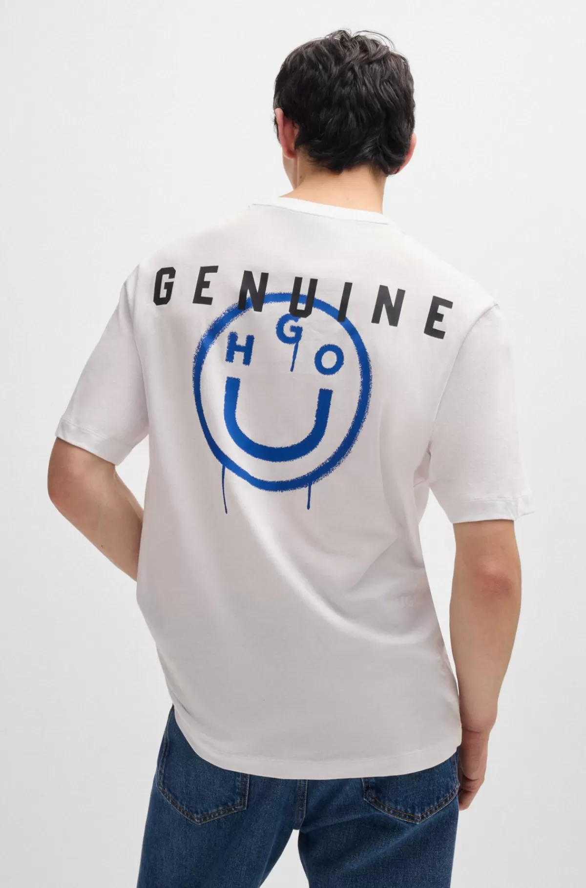 HUGO BOSS T-shirt I Bomuldsjersey Med Logoer Hvid Flash Sale