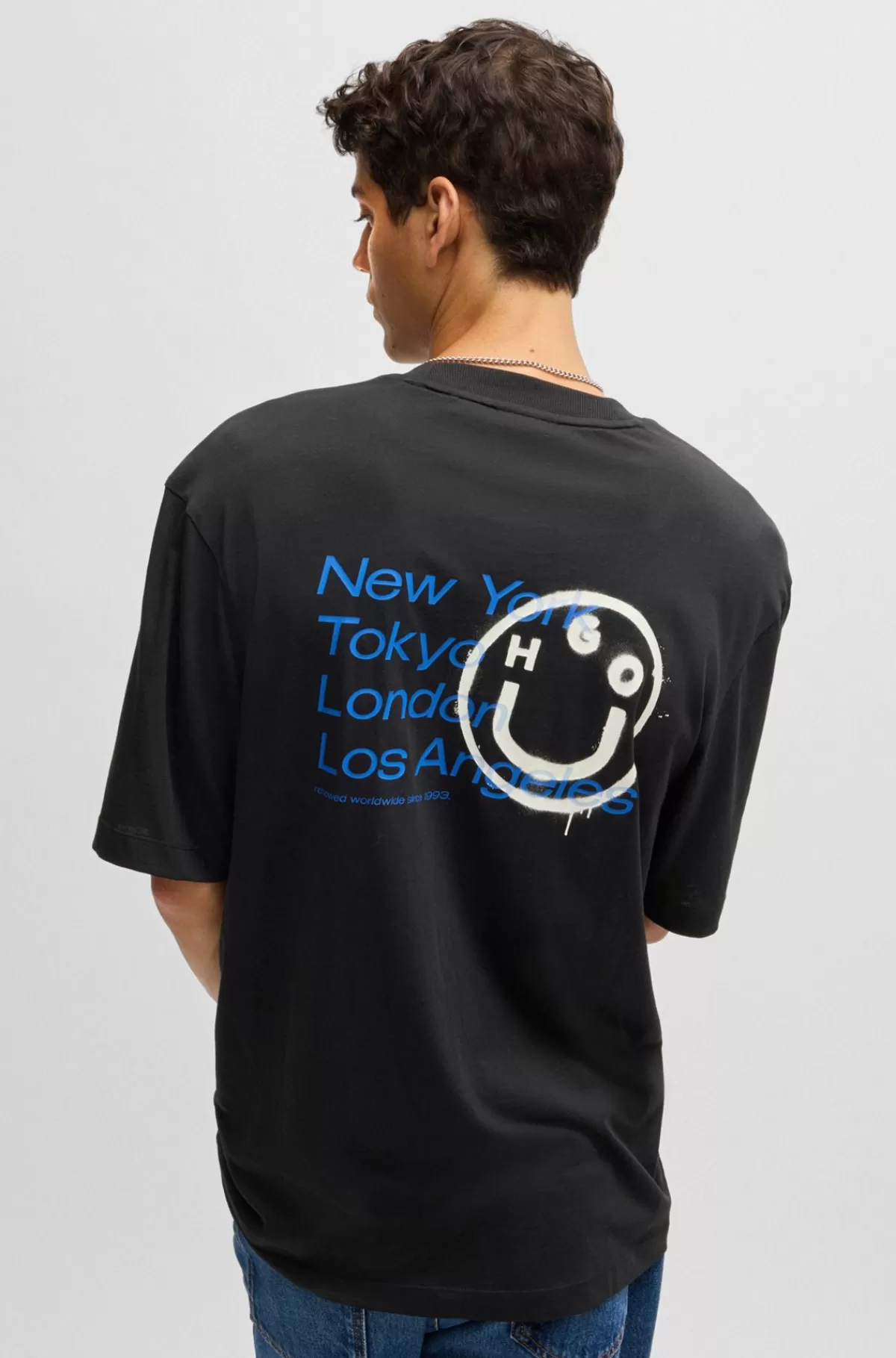 HUGO BOSS T-shirt I Bomuldsjersey Med Logoer Sort Cheap