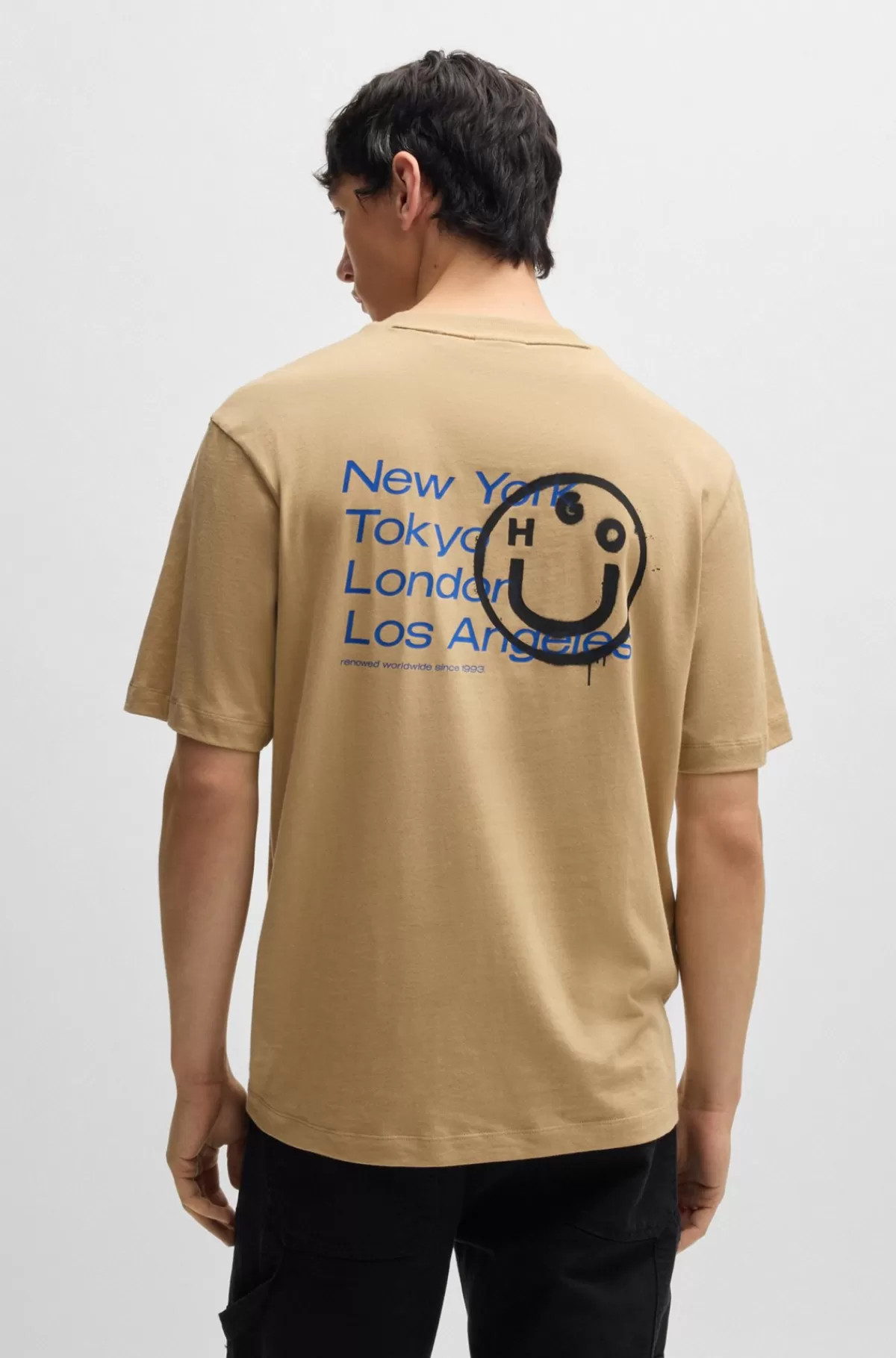 HUGO BOSS T-shirt I Bomuldsjersey Med Logoer Beige Online