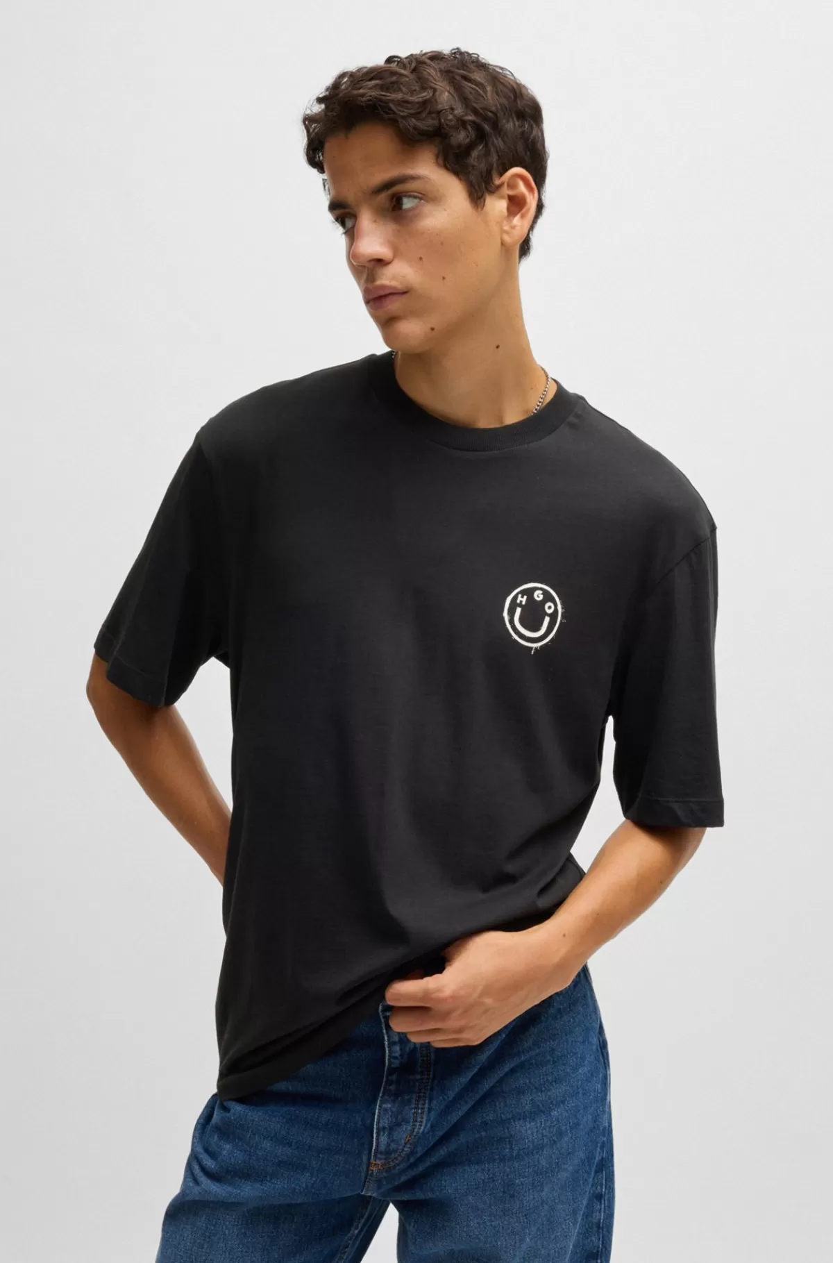 HUGO BOSS T-shirt I Bomuldsjersey Med Logoer Sort Cheap