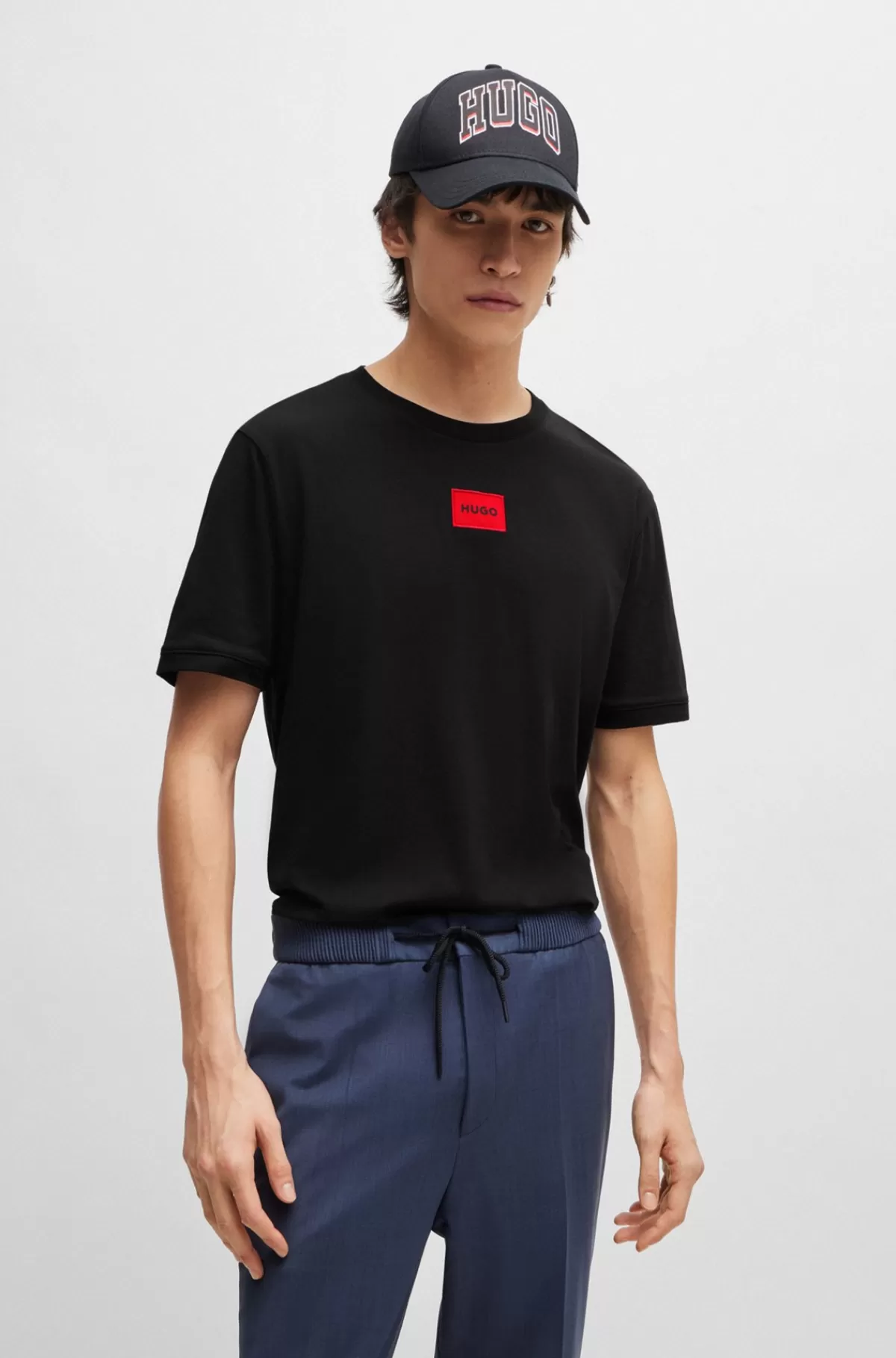 HUGO BOSS T-shirt I Bomuldsjersey Med Logomærkat Sort Shop